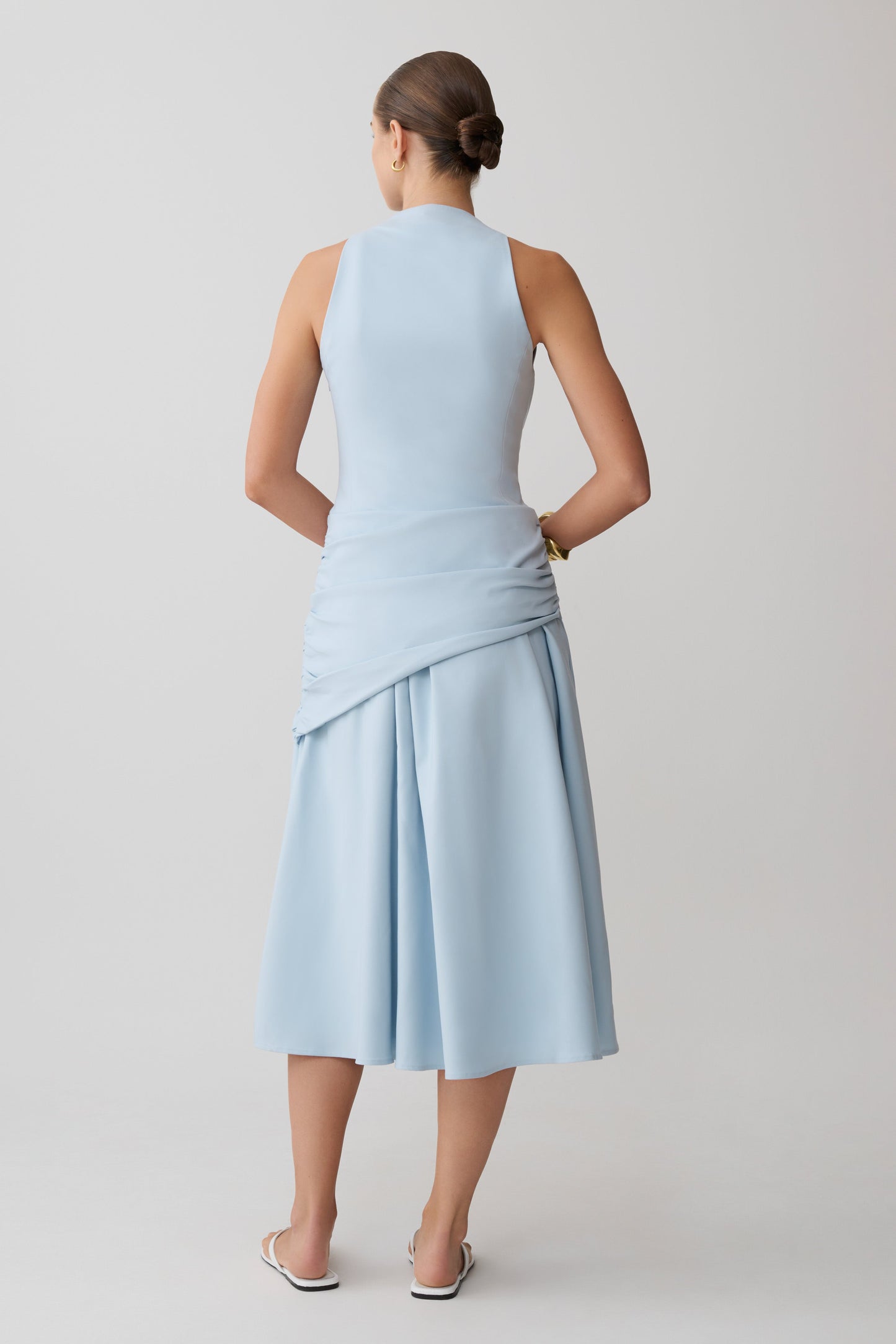 fitted lace wedding dress Emily Wrapped Waist Midi Dress - Sky Blue