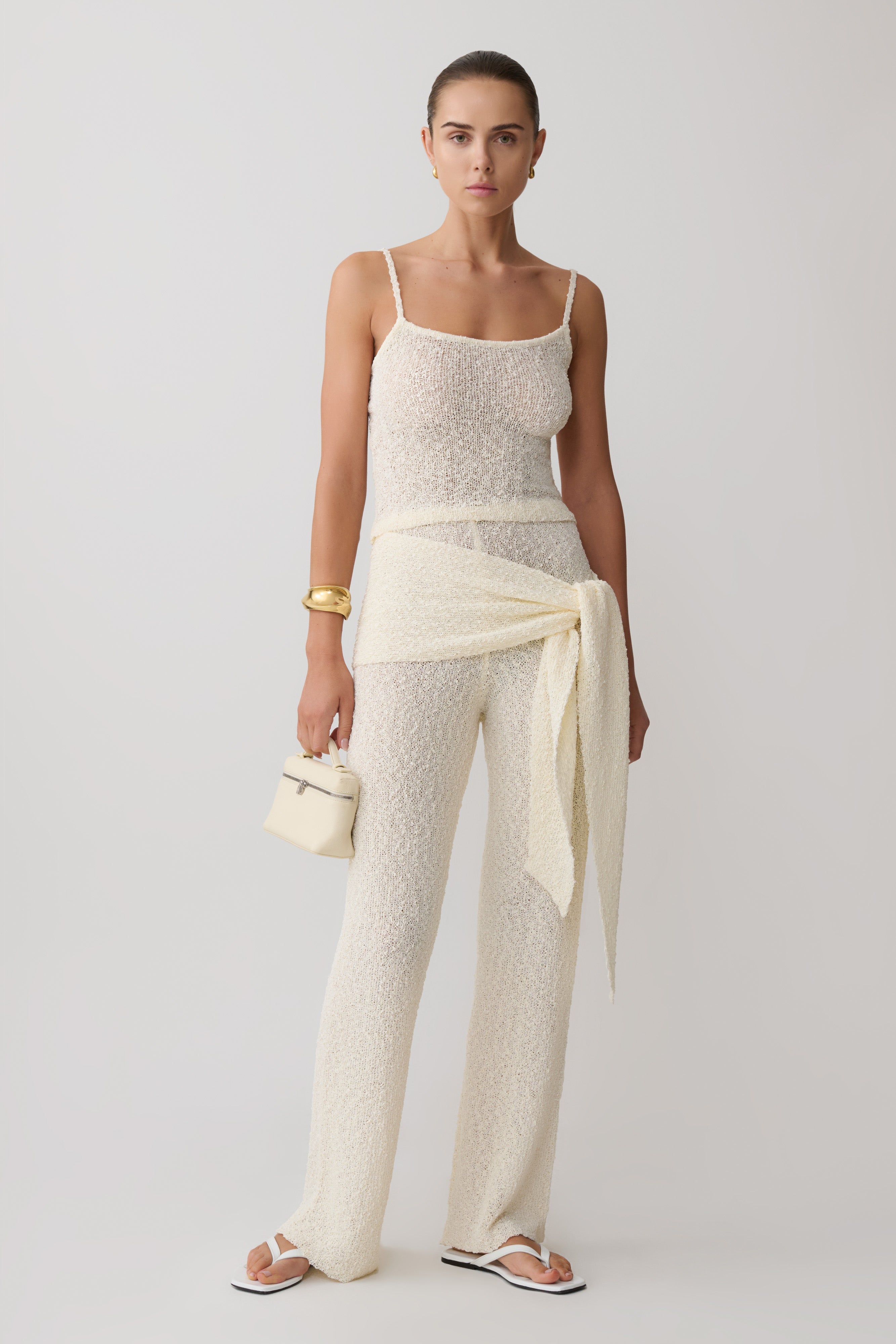 Mattais Boucle Knit Top - Ivory | MESHKI US