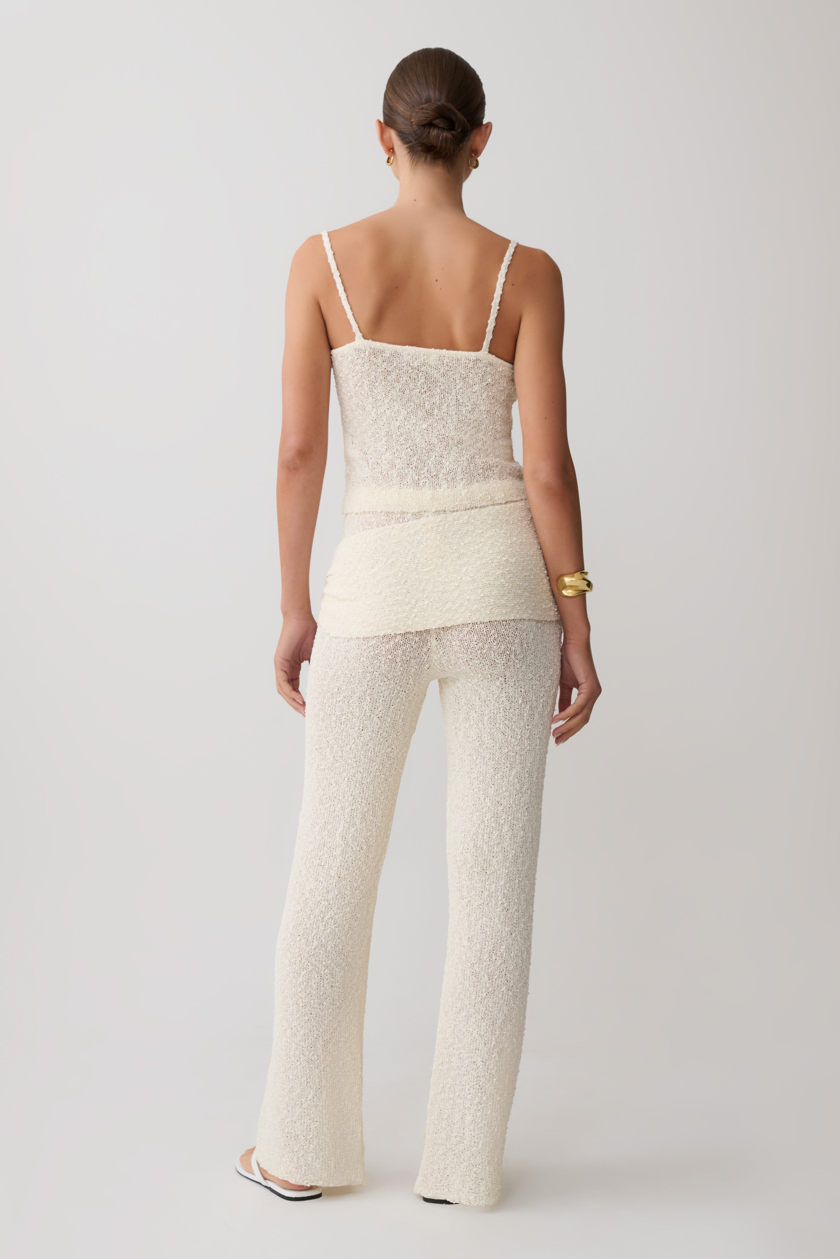 Mattais Boucle Knit Pants - Ivory | MESHKI US