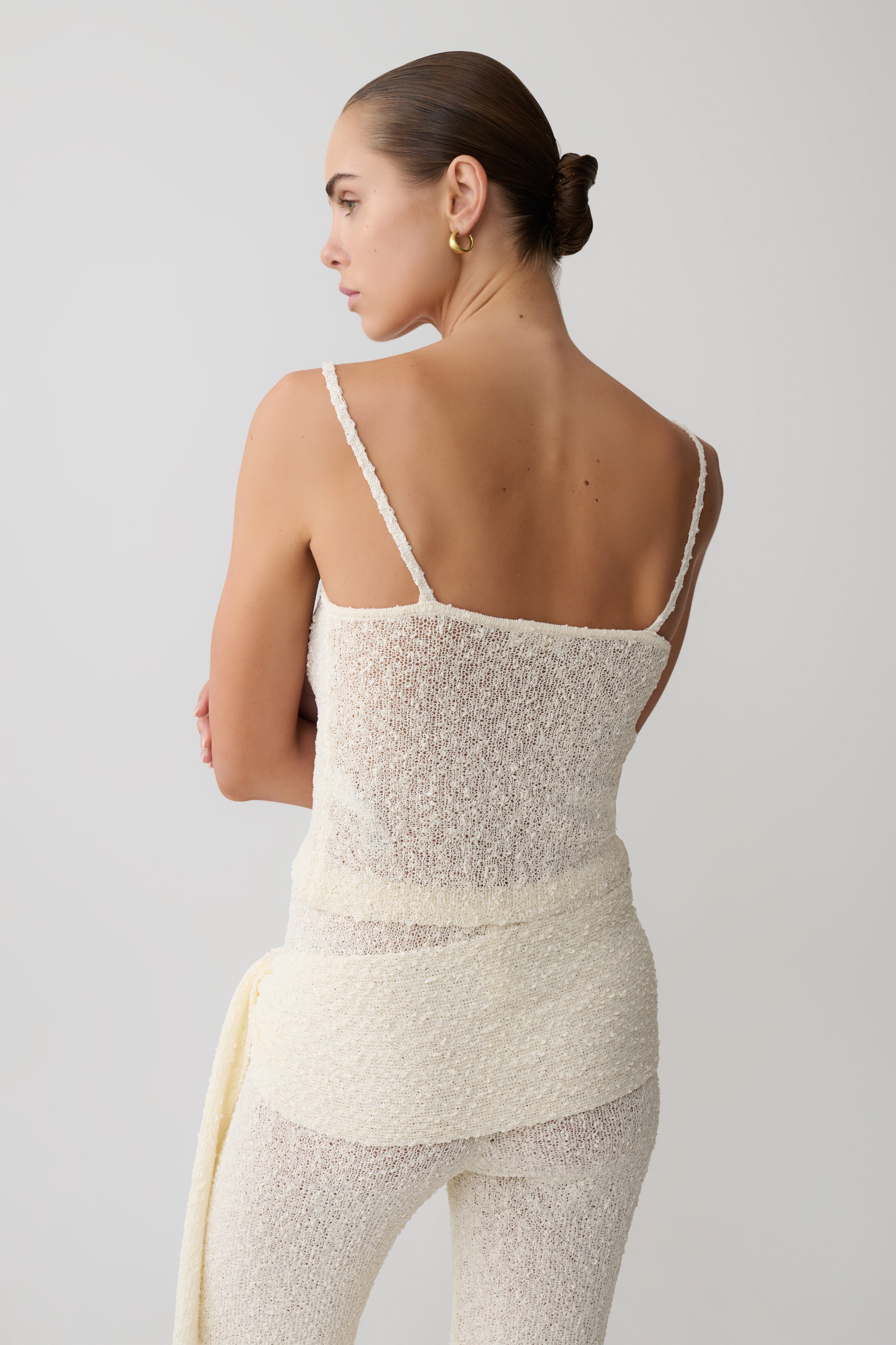 Mattais Boucle Knit Top - Ivory | MESHKI US