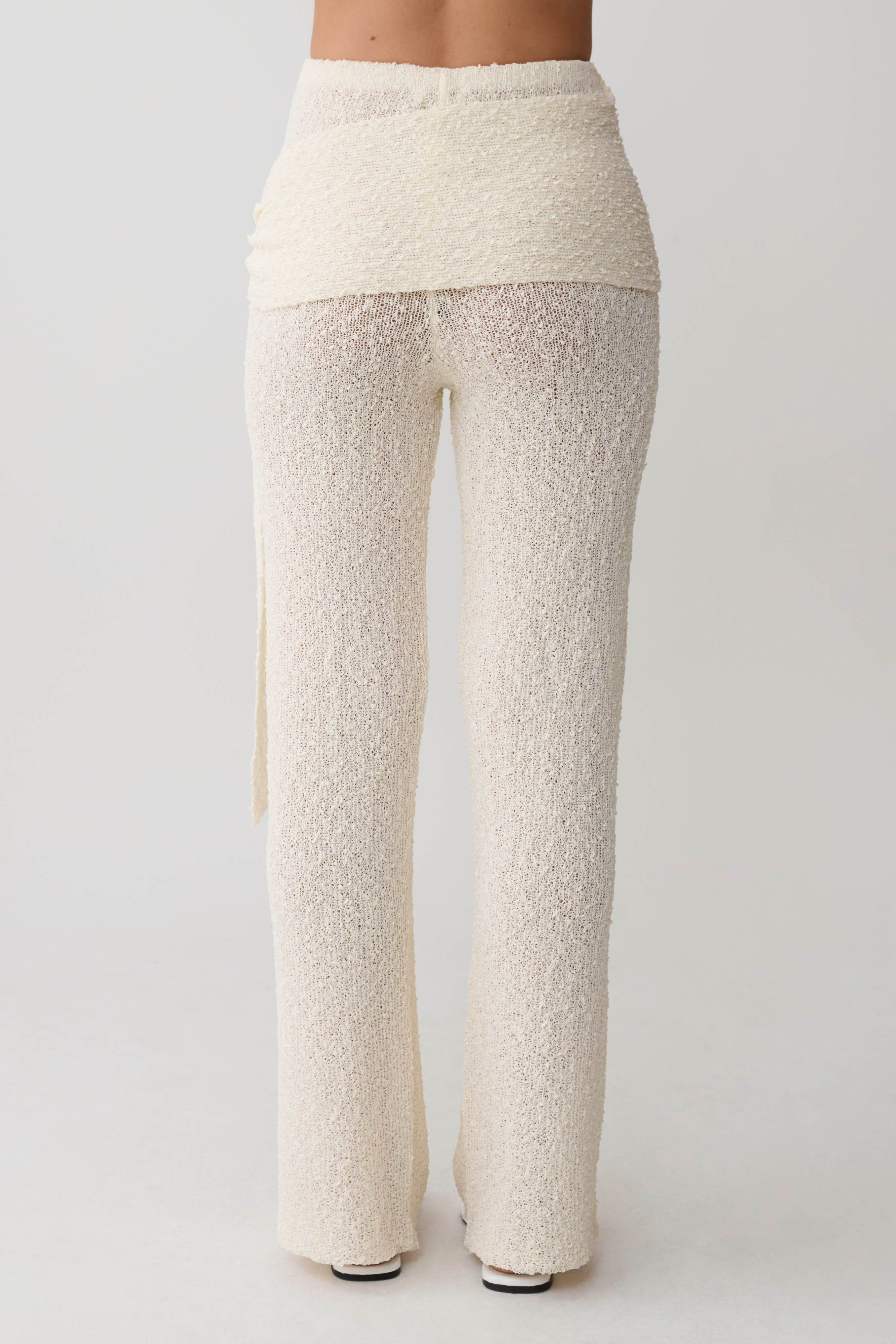 Mattais Boucle Knit Pants - Ivory | MESHKI US