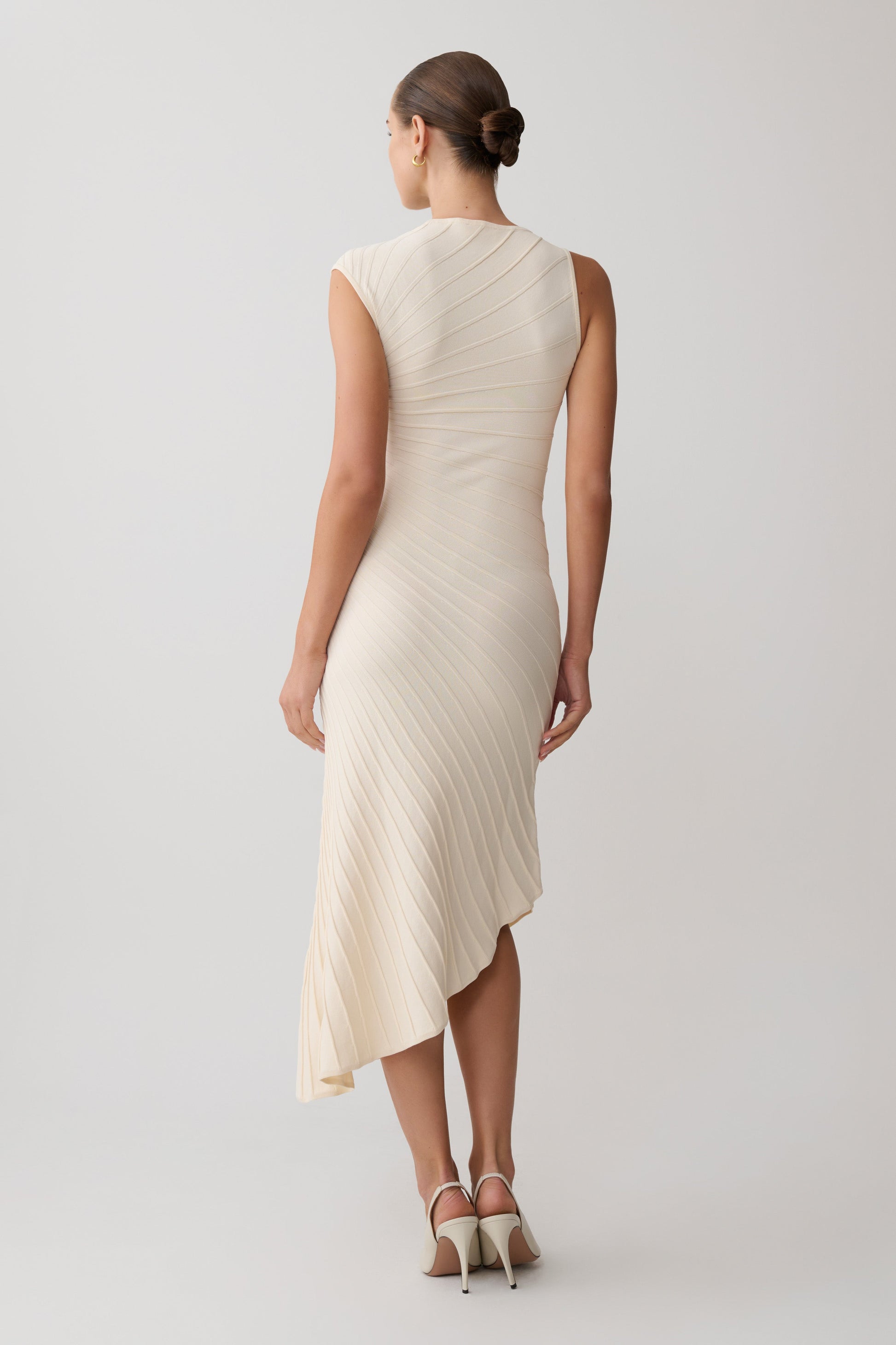 Milasandra Pleated Knit Dress / Ivory | MESHKI | XS Milasandra Pleated Knit Dress / Ivory | MESHKI | XS