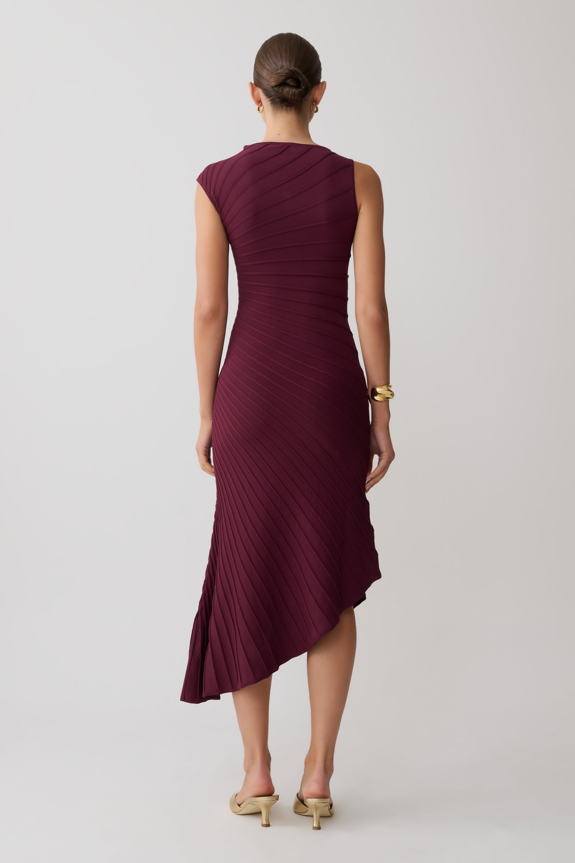 pleated knit dress Milasandra Pleated Knit Dress - Plum