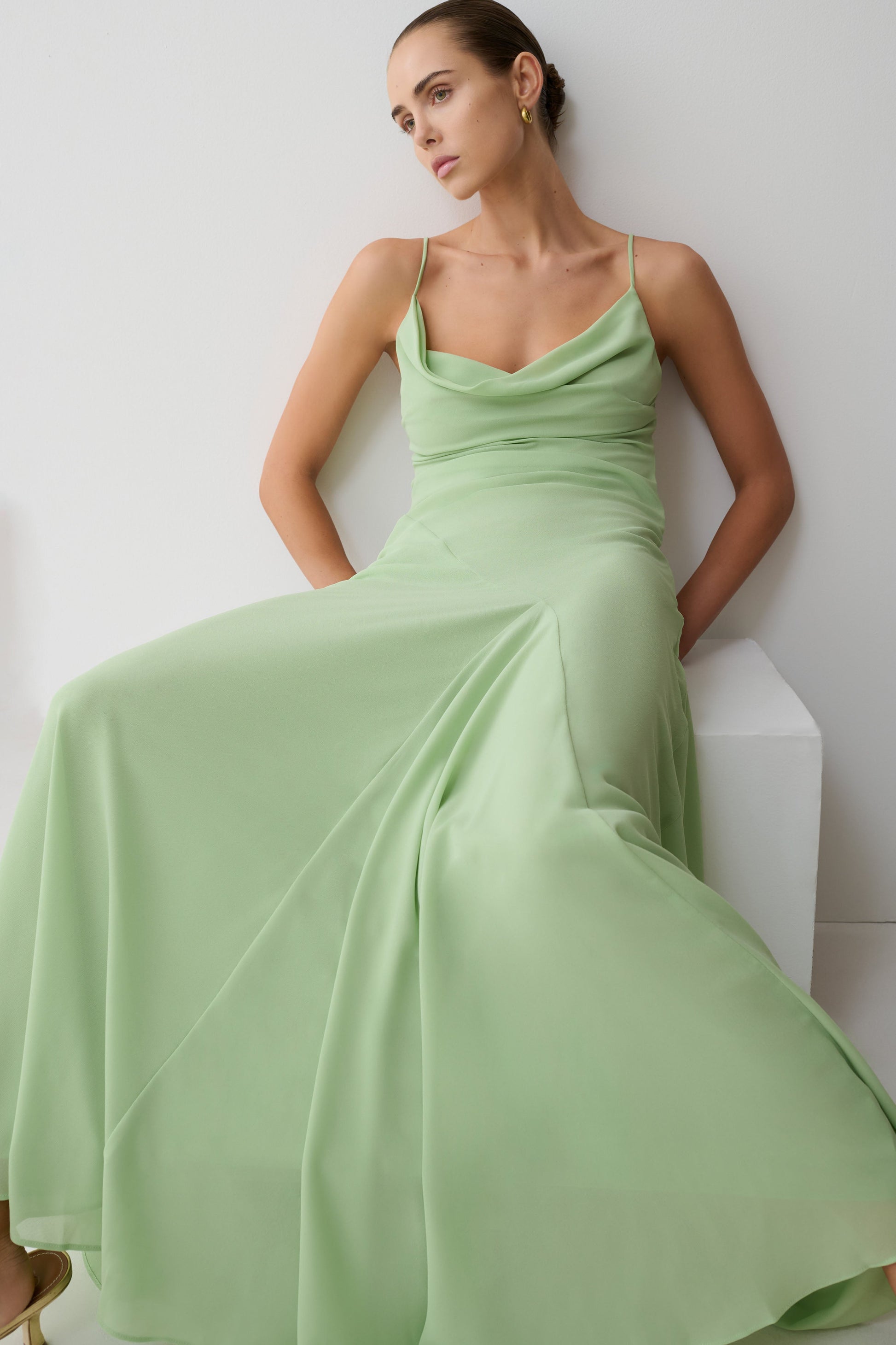 Aurelia Chiffon Maxi Dress - Sage #6