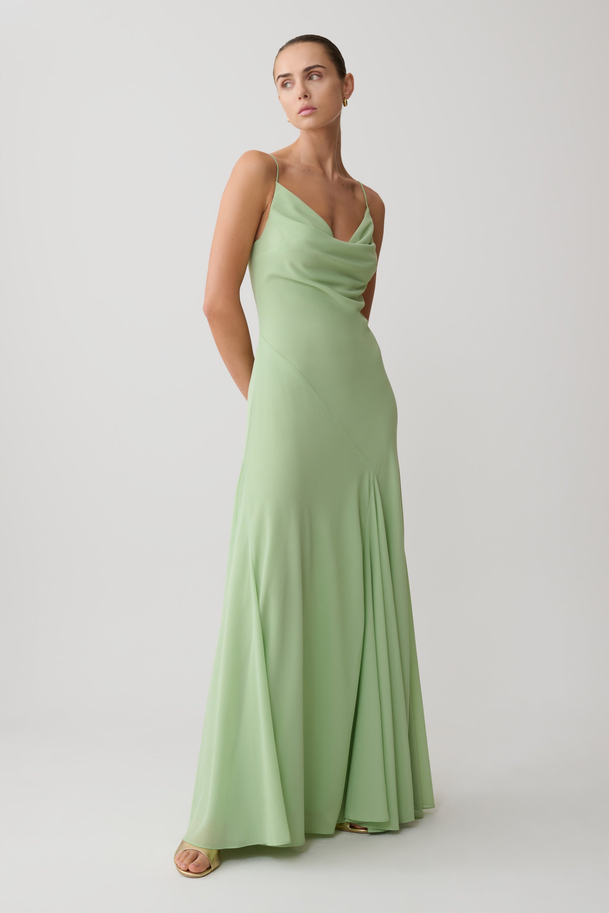 Aurelia Chiffon Maxi Dress / Sage | MESHKI
