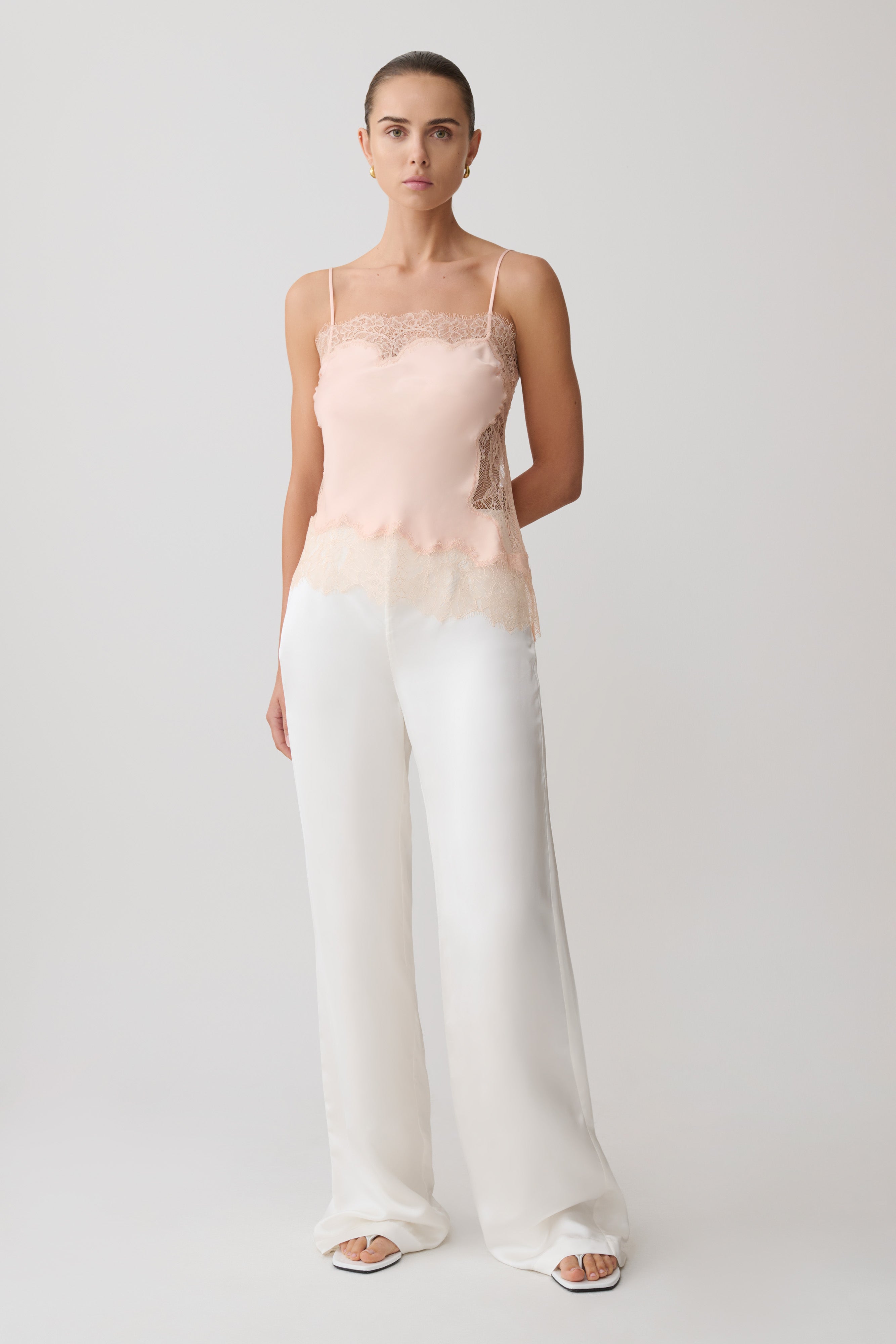 Miriam Satin & Lace Camisole - Peach | MESHKI US