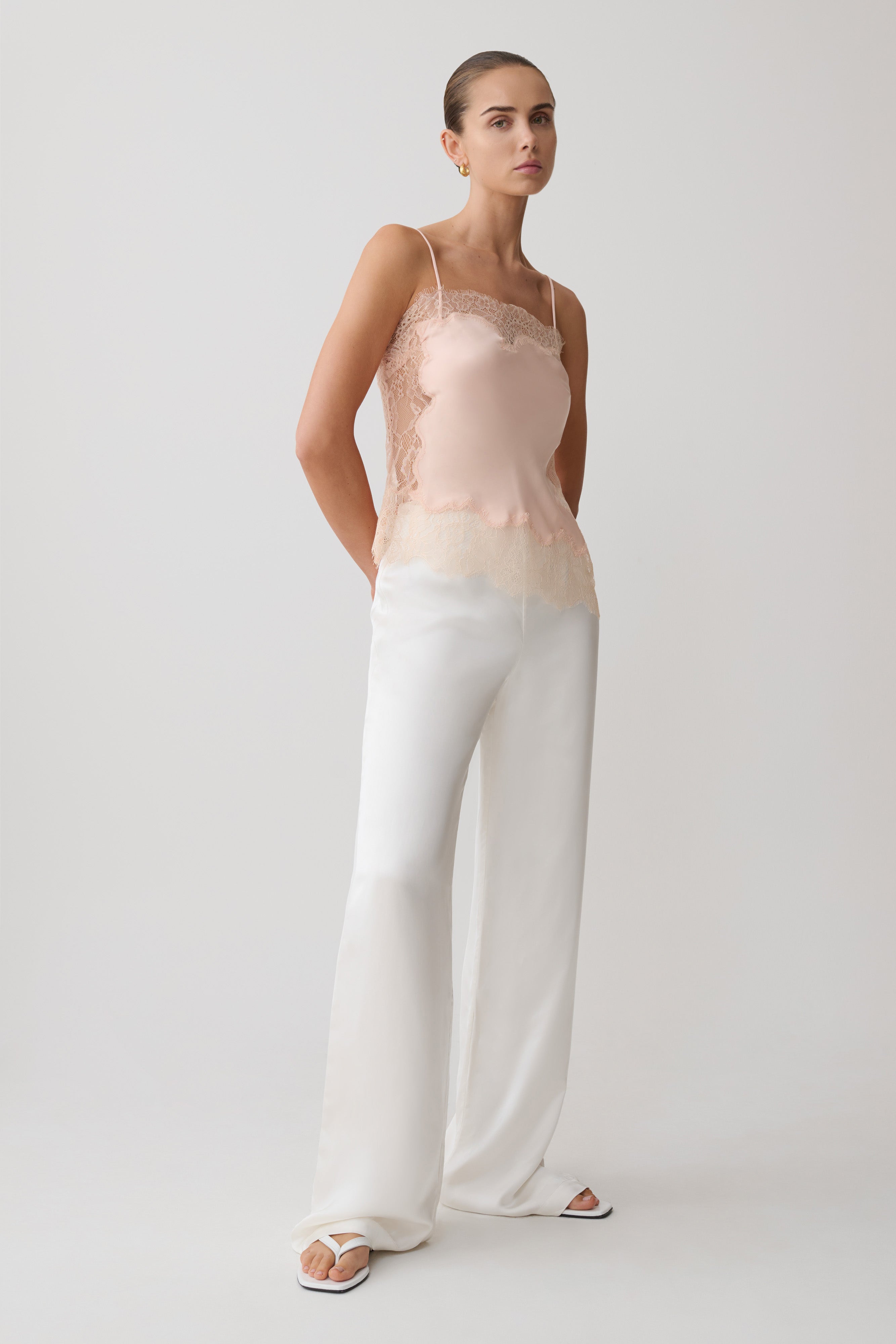 Miriam Satin & Lace Camisole - Peach | MESHKI US