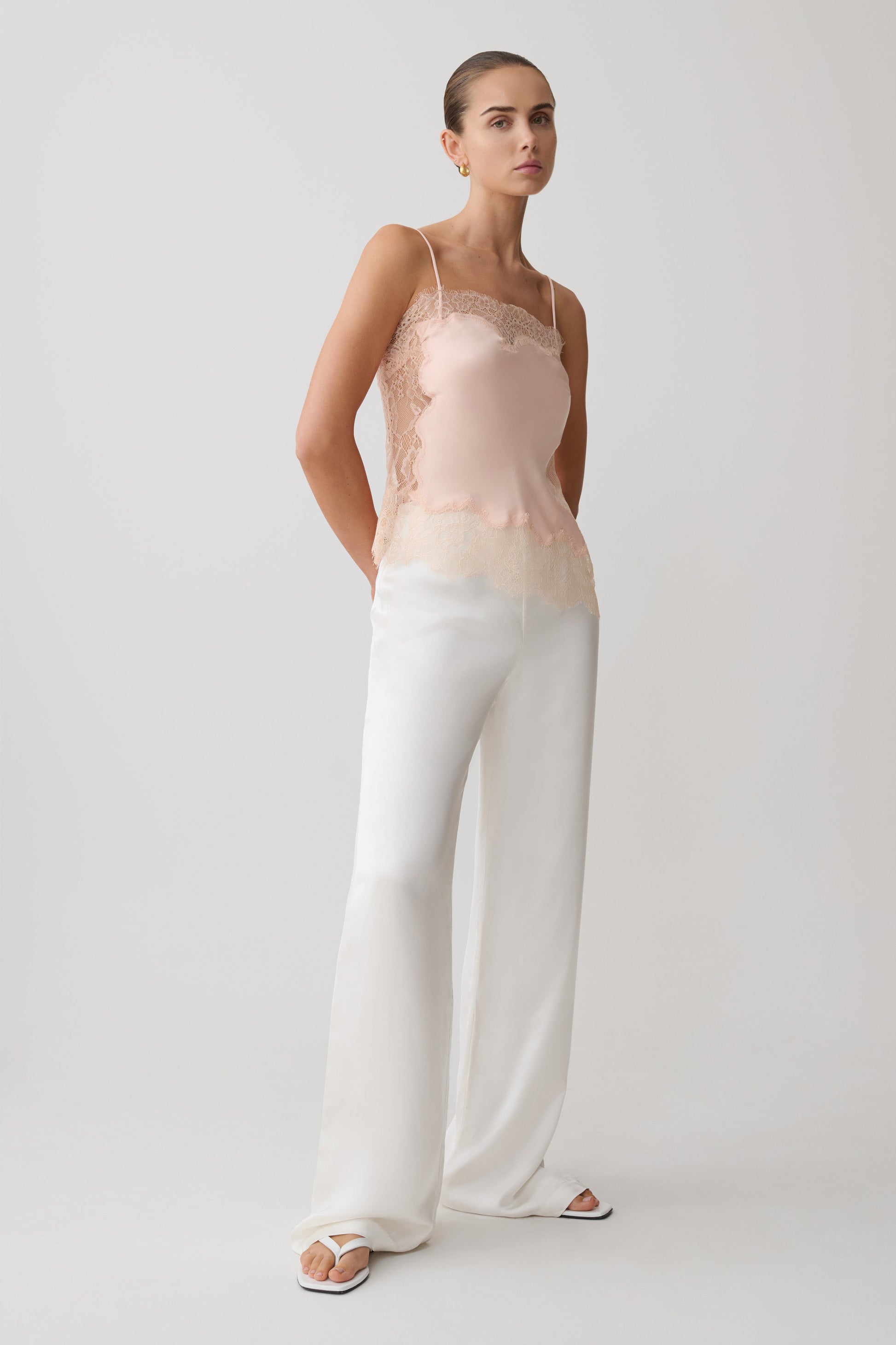 Miriam Satin & Lace Camisole - Peach #7