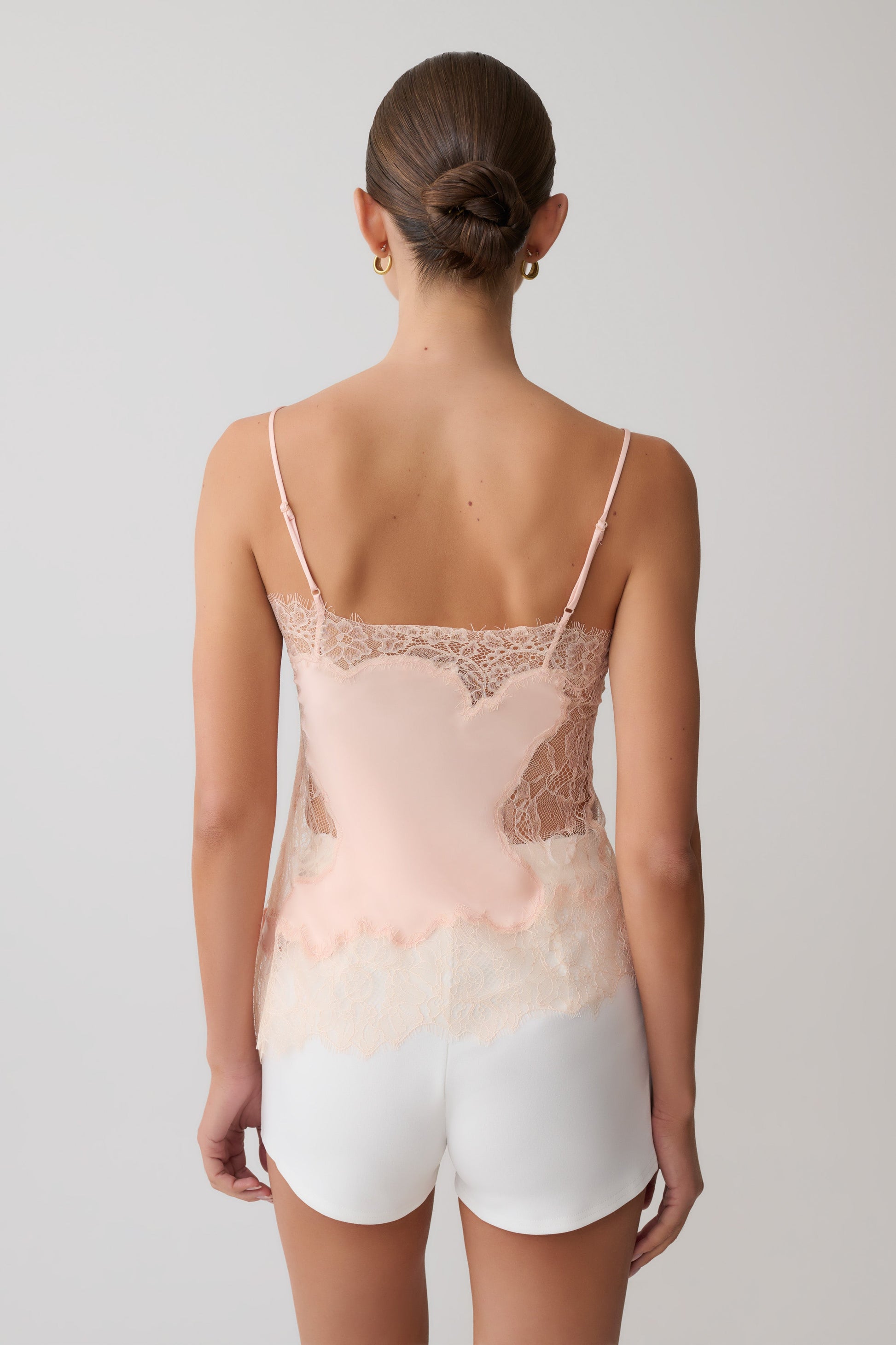 Miriam Satin & Lace Camisole - Peach #2