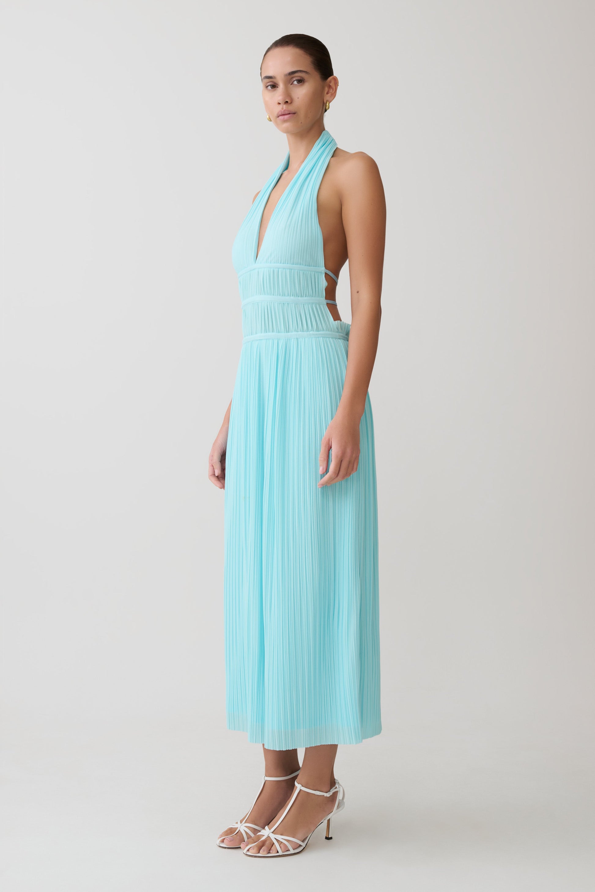 slim fit dress slacks Sir. Blue Iris Halter Linen Midi Dress main image 0