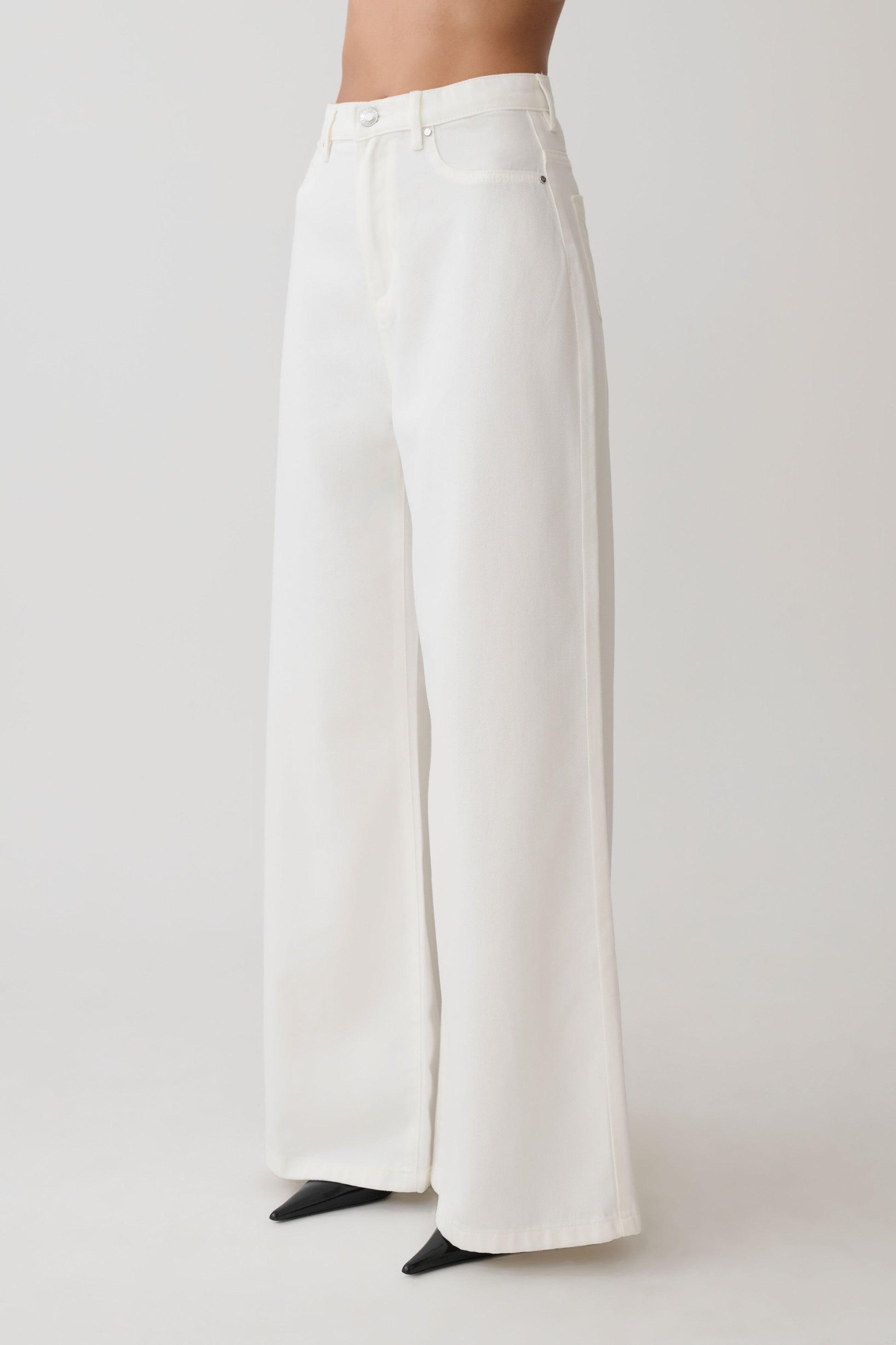 Shae Wide Leg Denim Jeans - White #7