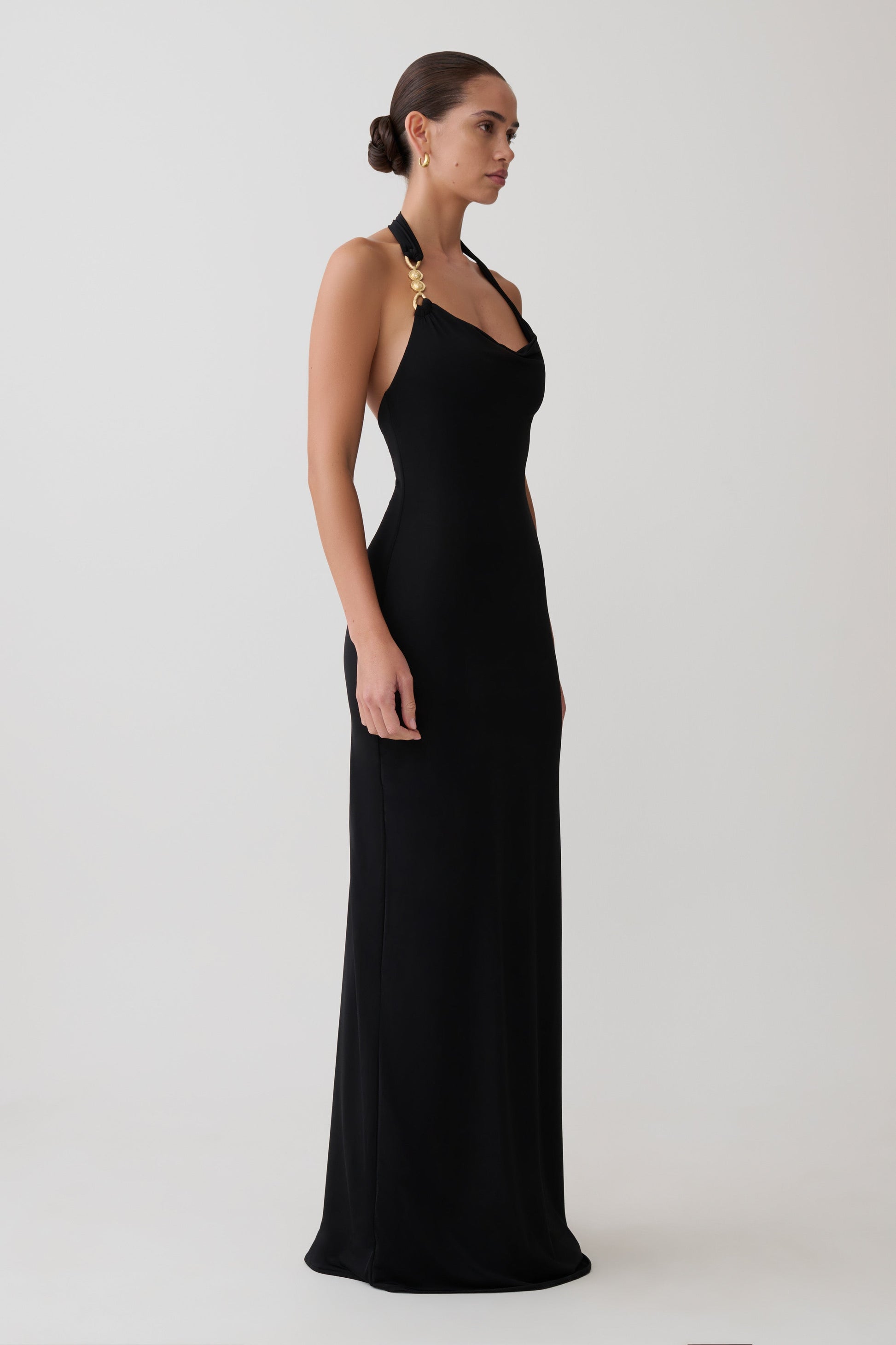 Khanh Slinky Halter Maxi Dress / Black | MESHKI | XXL Khanh Slinky Halter Maxi Dress / Black | MESHKI | XXL