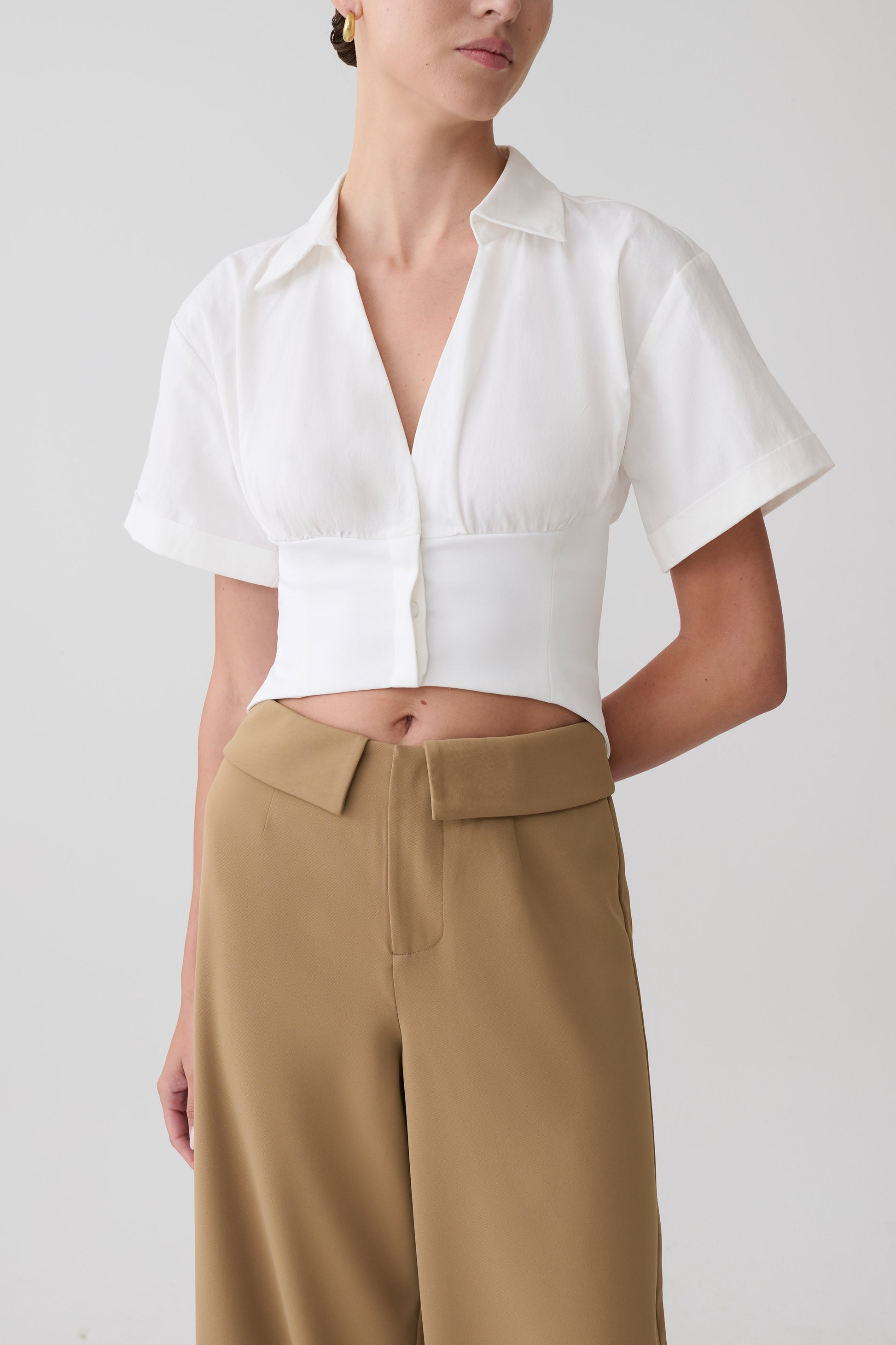 Noelia Tie Back Short Sleeve Shirt - White #6
