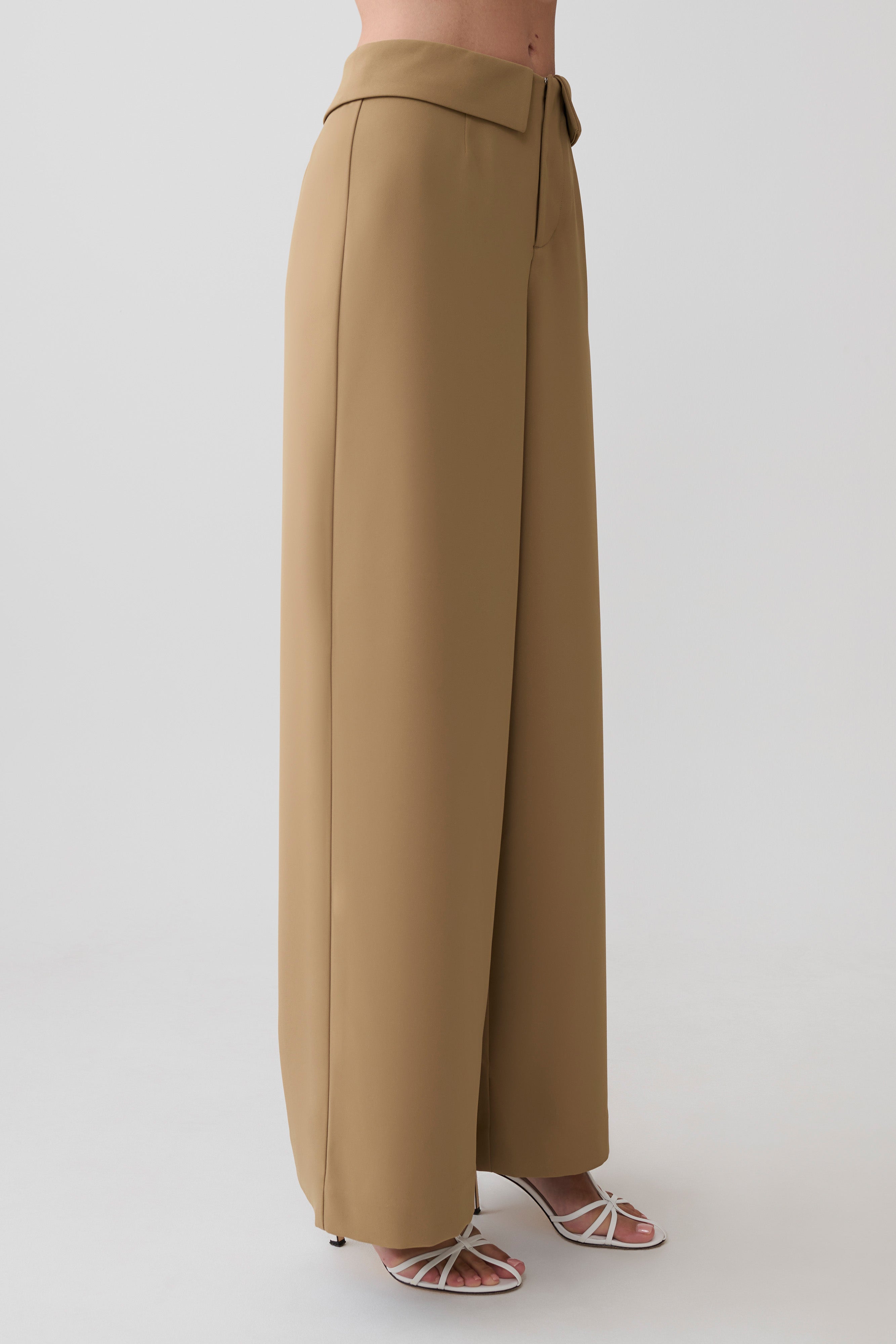 Tanya Wide Leg Suiting Pants - Camel | MESHKI US