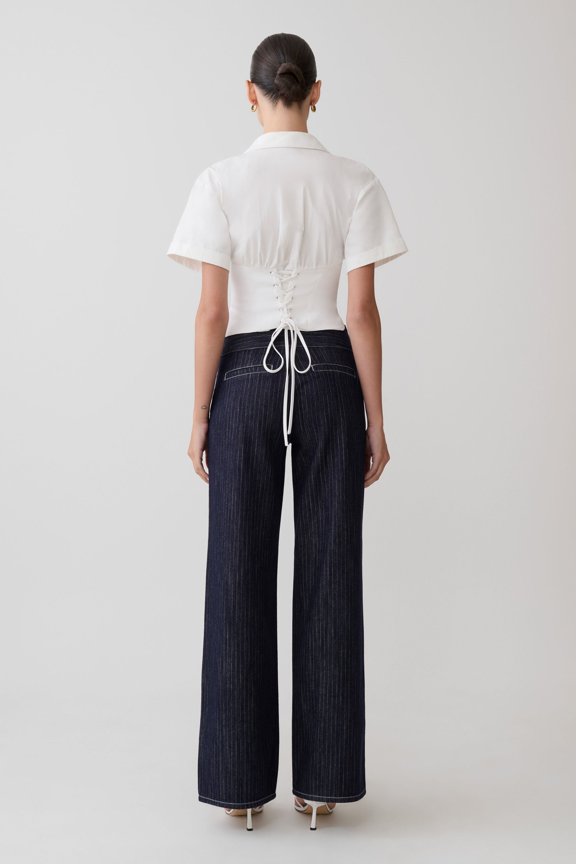 Noelia Tie Back Short Sleeve Shirt - White #8