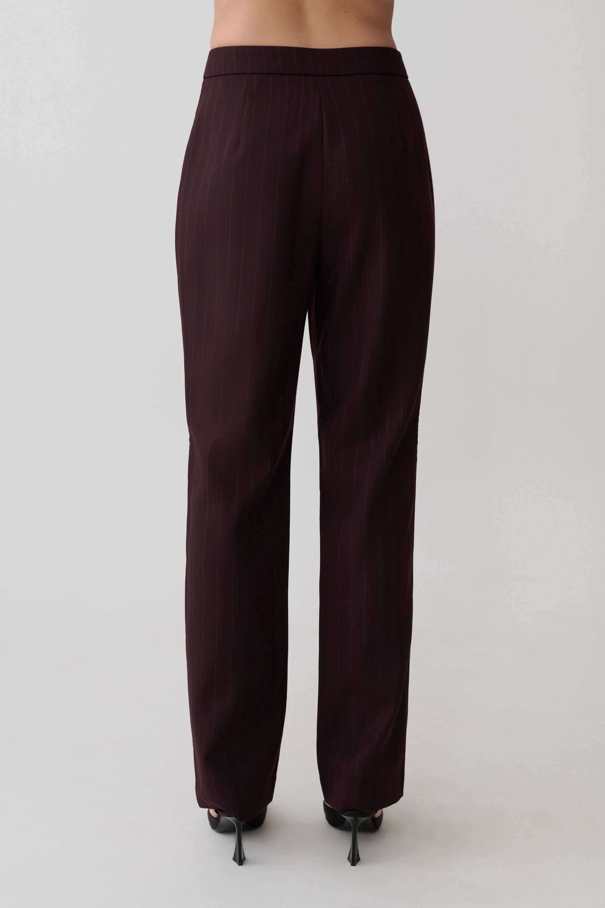 Agatha Straight Leg Suiting Pants - Plum Pinstripe #2