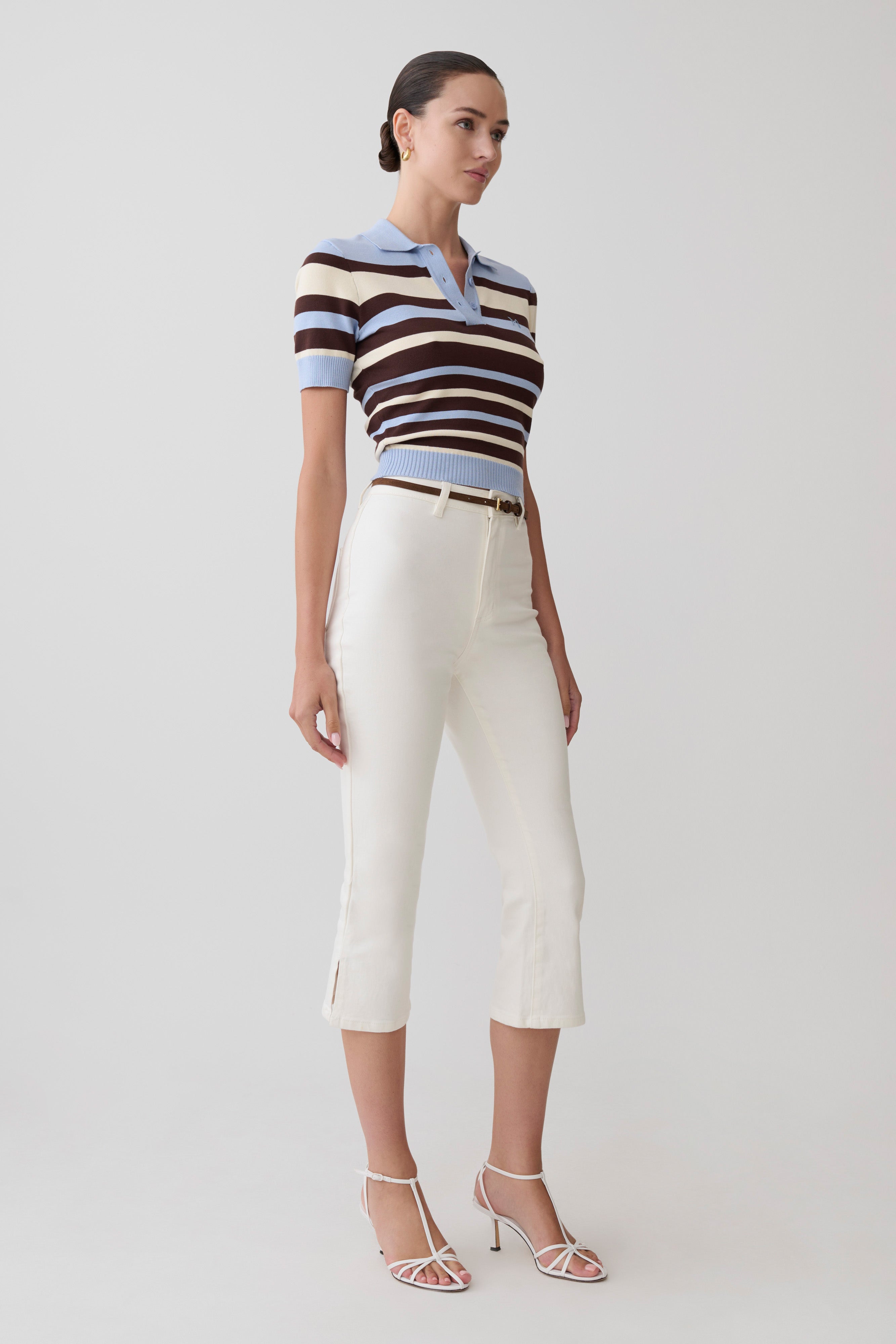 Mary Denim Capris - White | MESHKI US