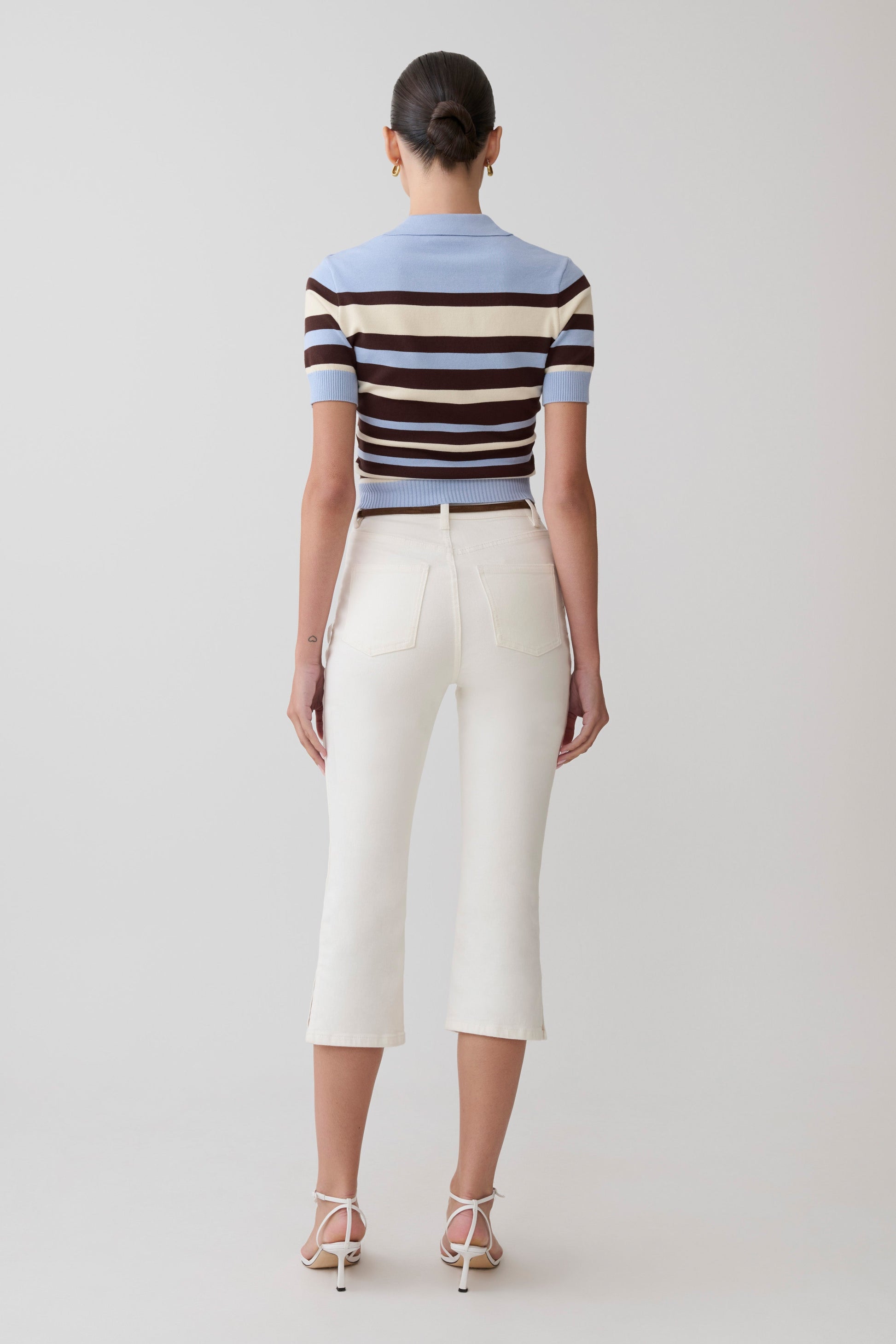Philly Stripe Knit Button Up Top - Chocolate/Blue #6