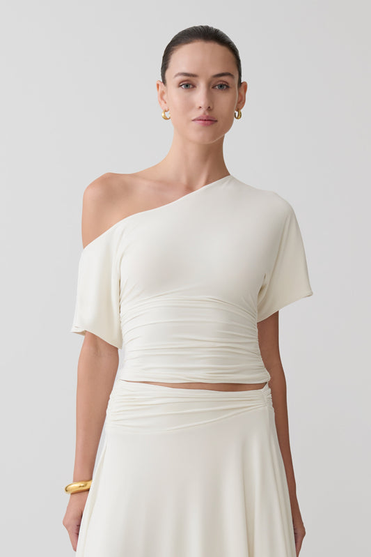 Luu Off Shoulder Slinky Top - Ivory