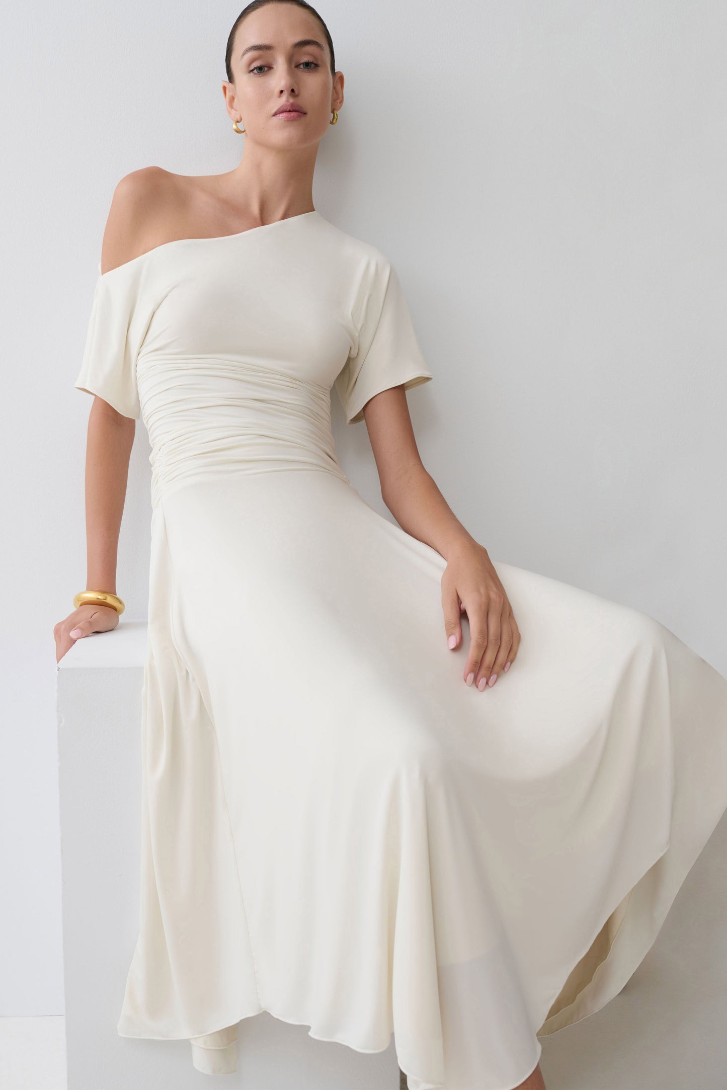 Luu Slinky Midi Skirt - Ivory