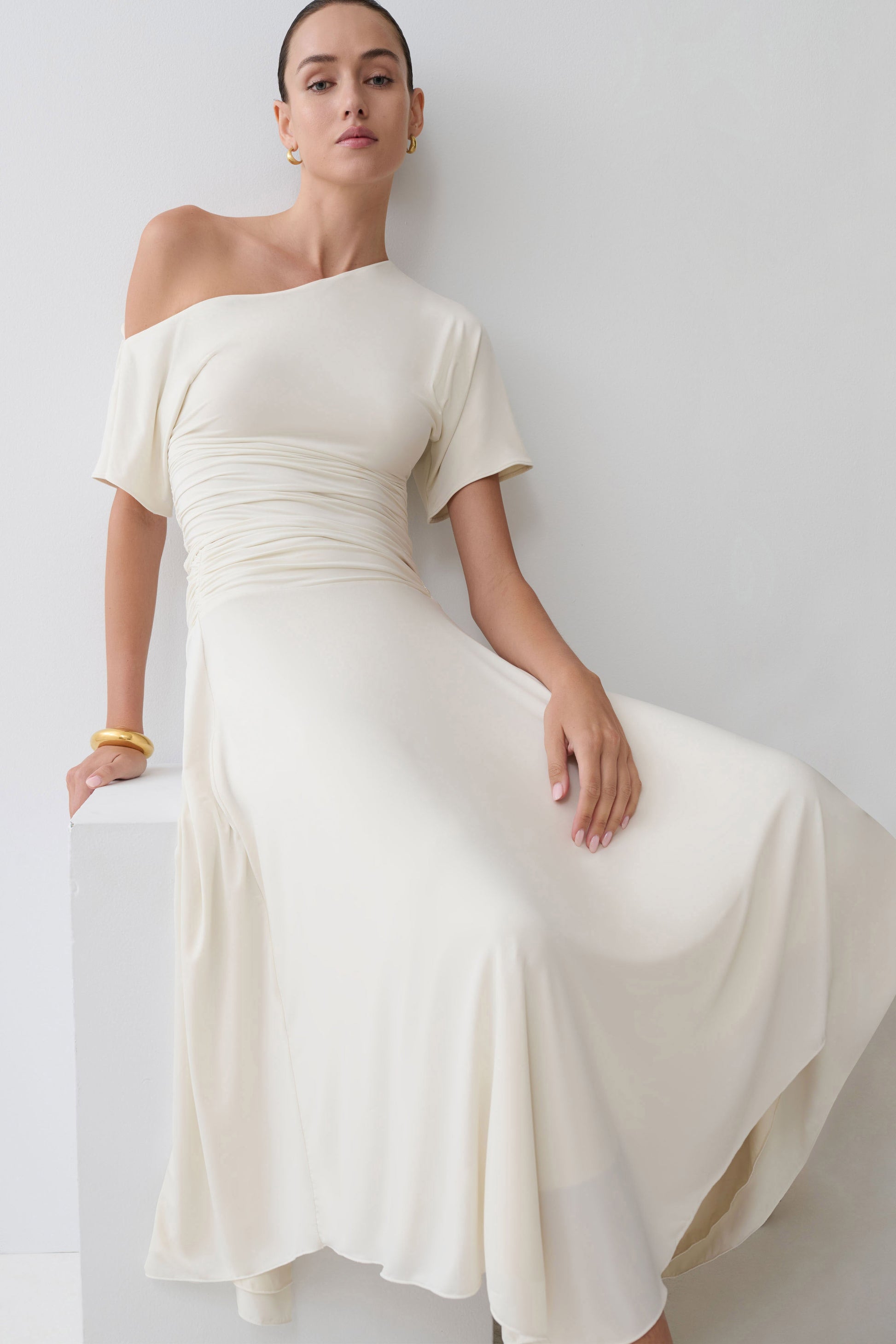 Luu Slinky Midi Skirt - Ivory #3