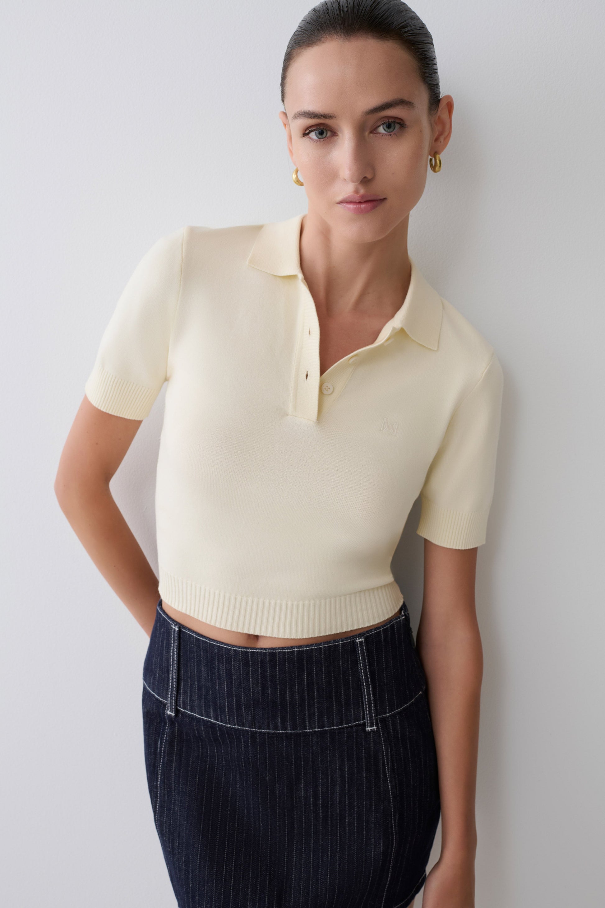 Philly Knit Button Up Top - Ivory #12