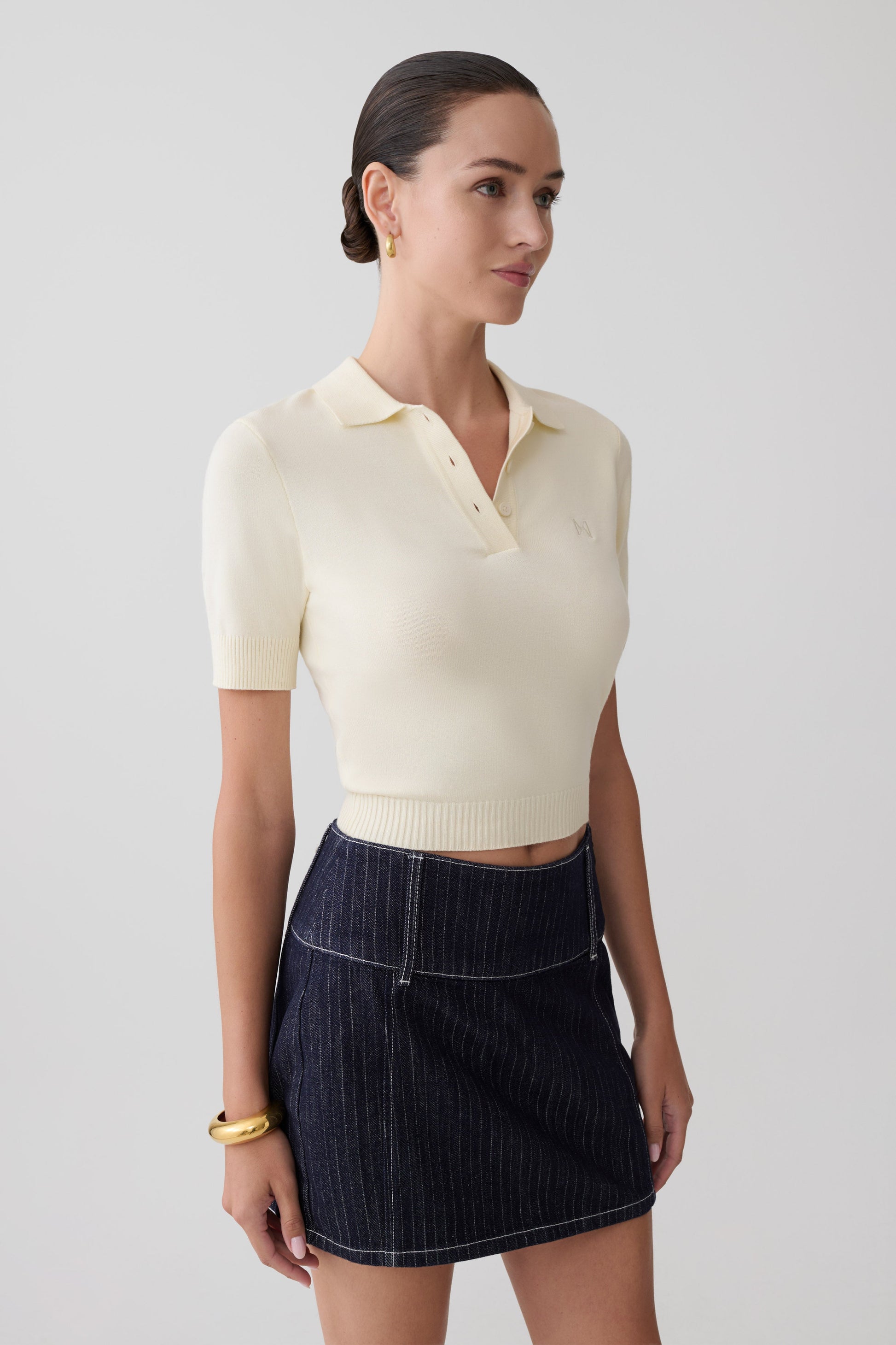 Philly Knit Button Up Top - Ivory #7