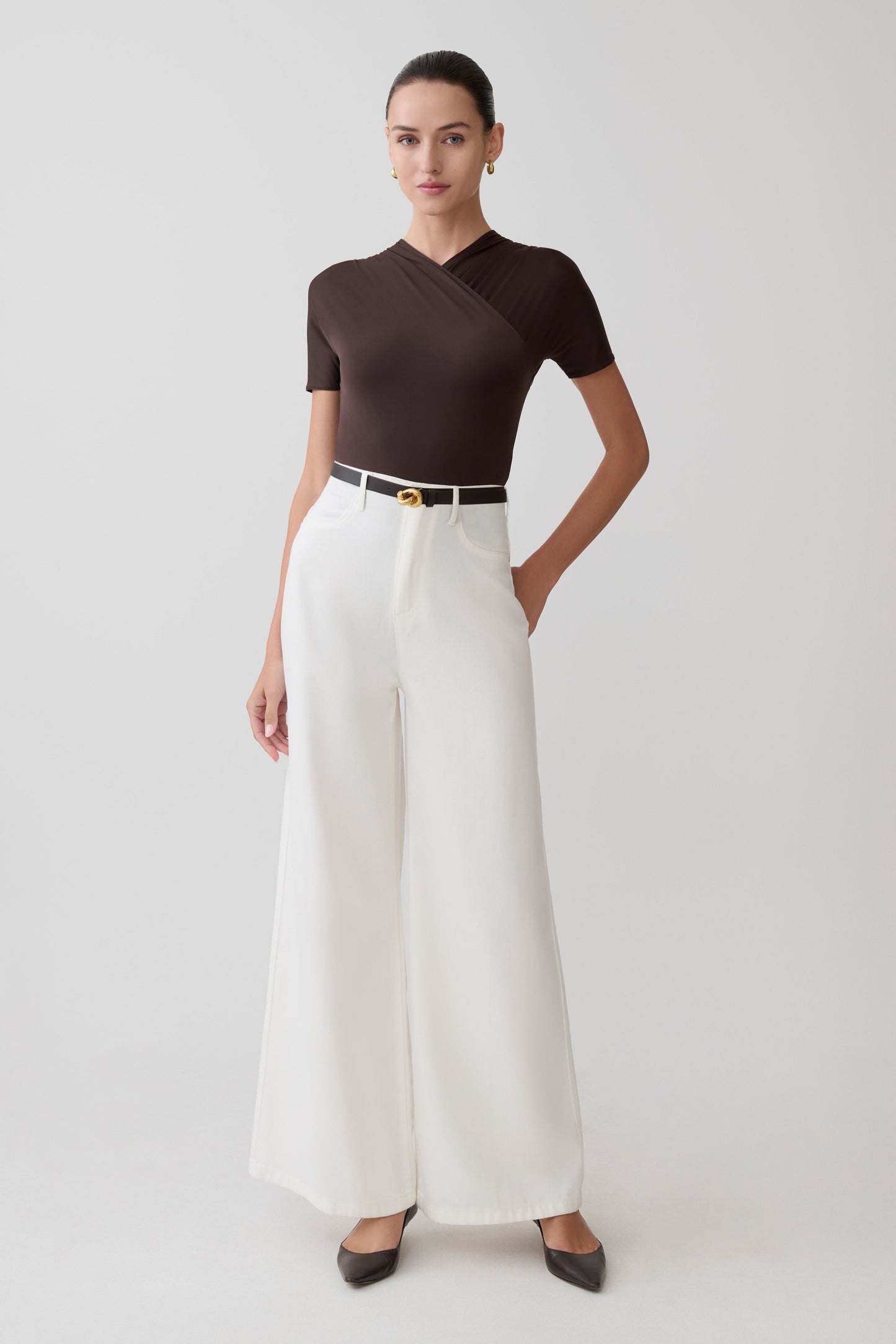 Shae Wide Leg Denim Jeans - White