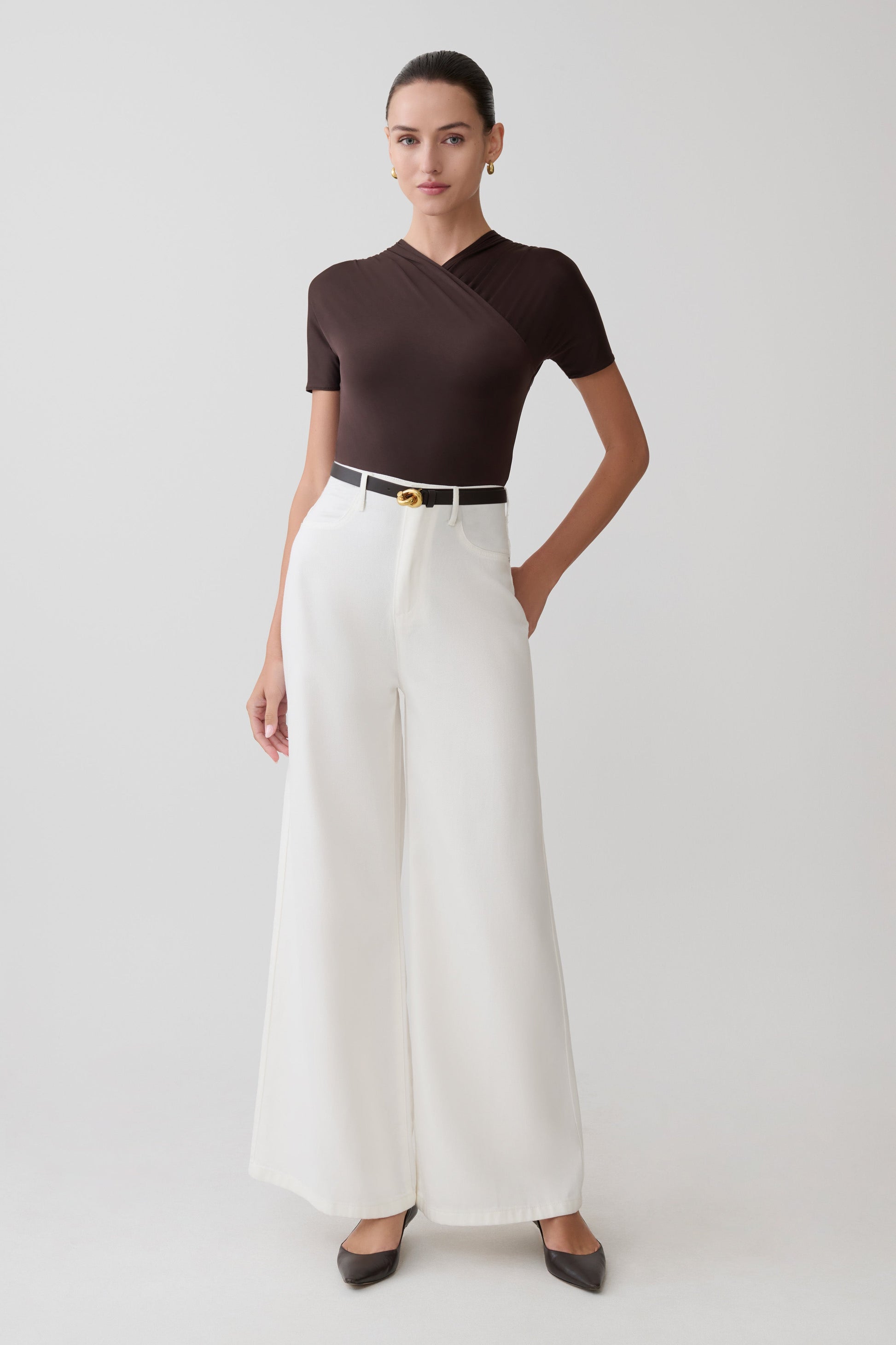 Shae Wide Leg Denim Jeans - White #4