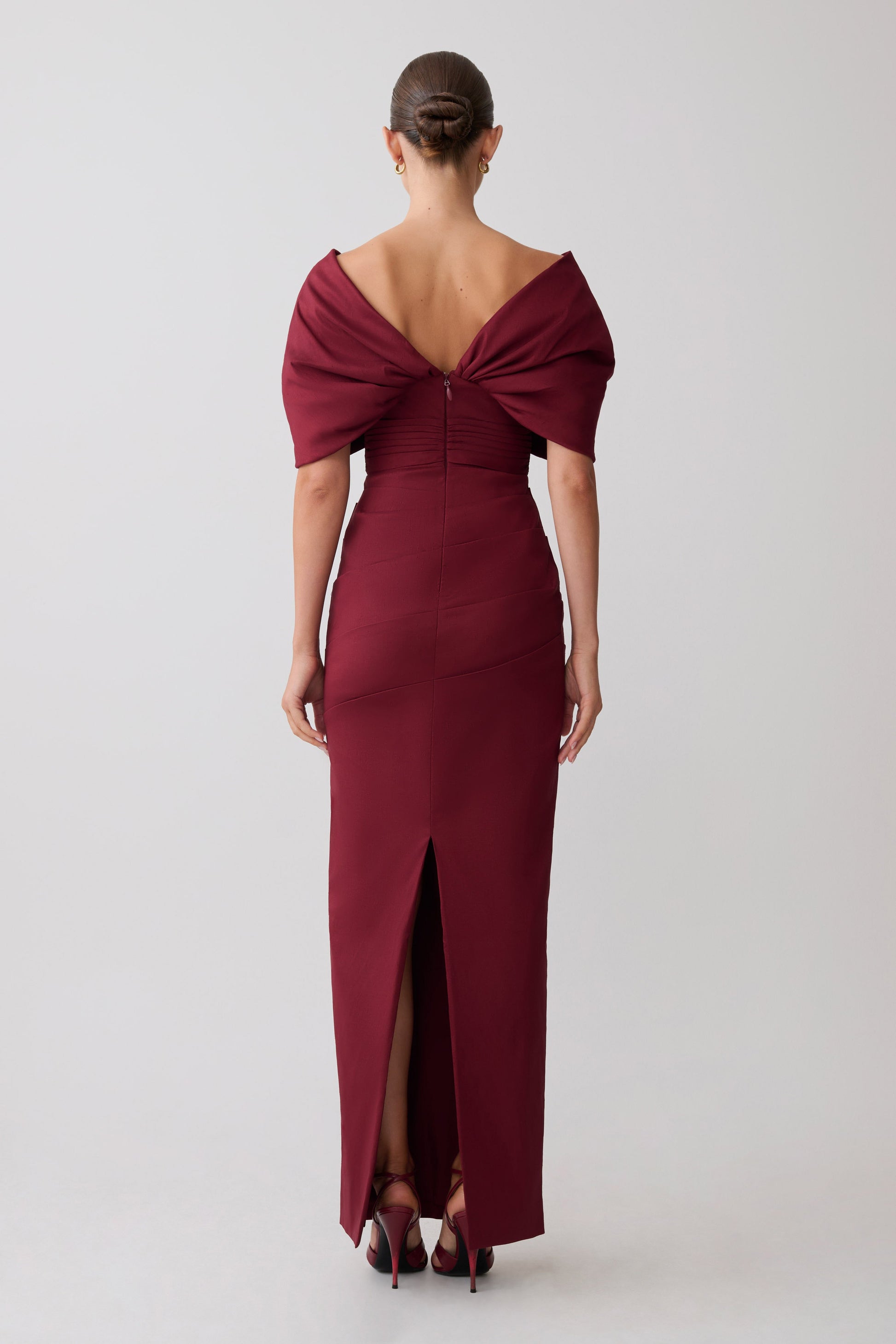Thelma Bardot Maxi Dress - Wine #3