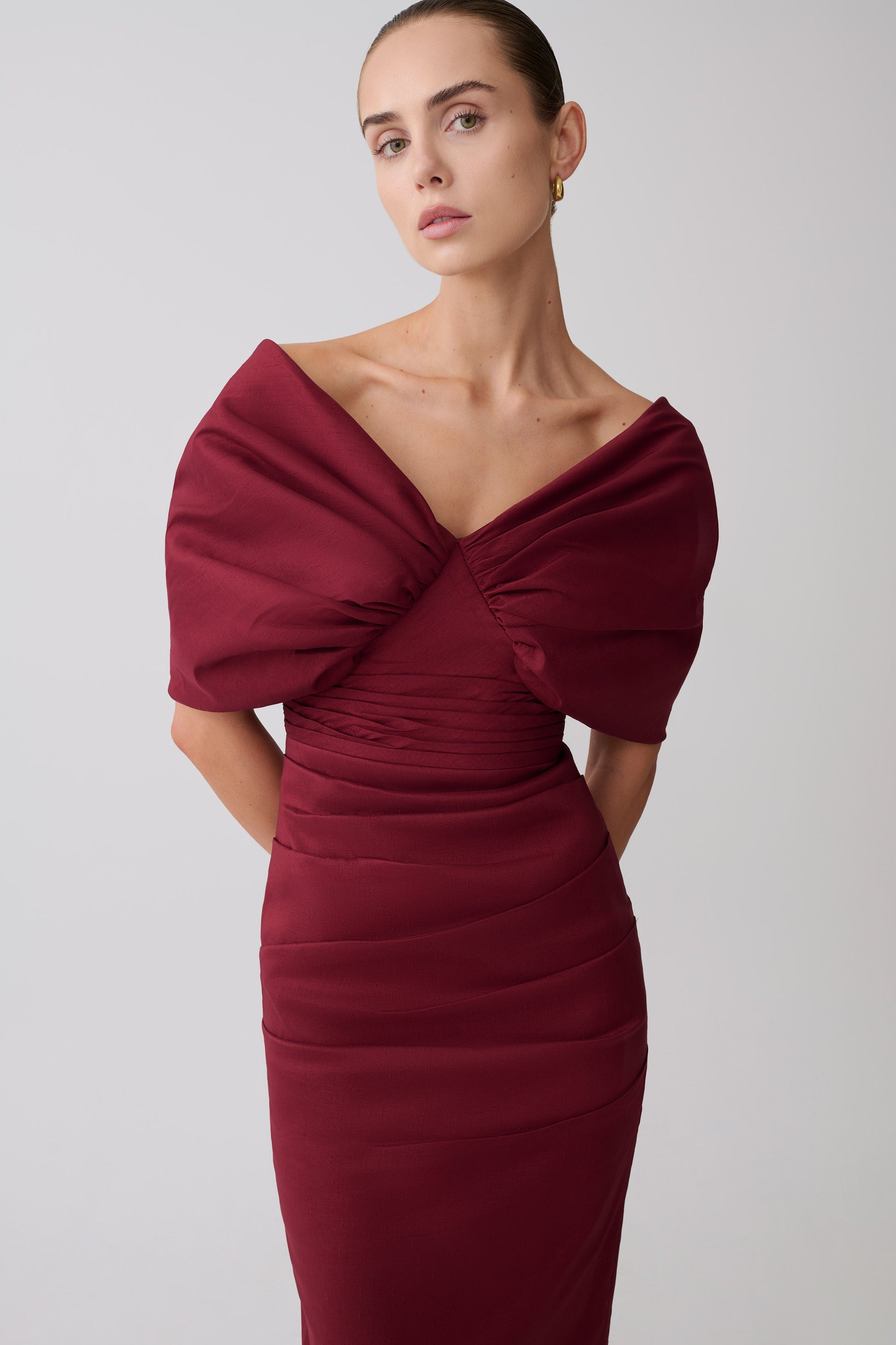Thelma Bardot Maxi Dress / Wine | Meshki | S Thelma Bardot Maxi Dress / Wine | Meshki | S