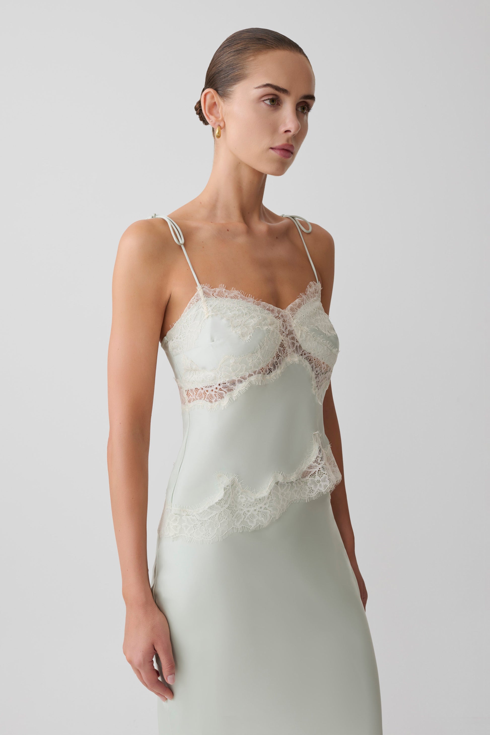 Nina Satin And Lace Camisole / Sage | MESHKI | XL Nina Satin And Lace Camisole / Sage | MESHKI | XL