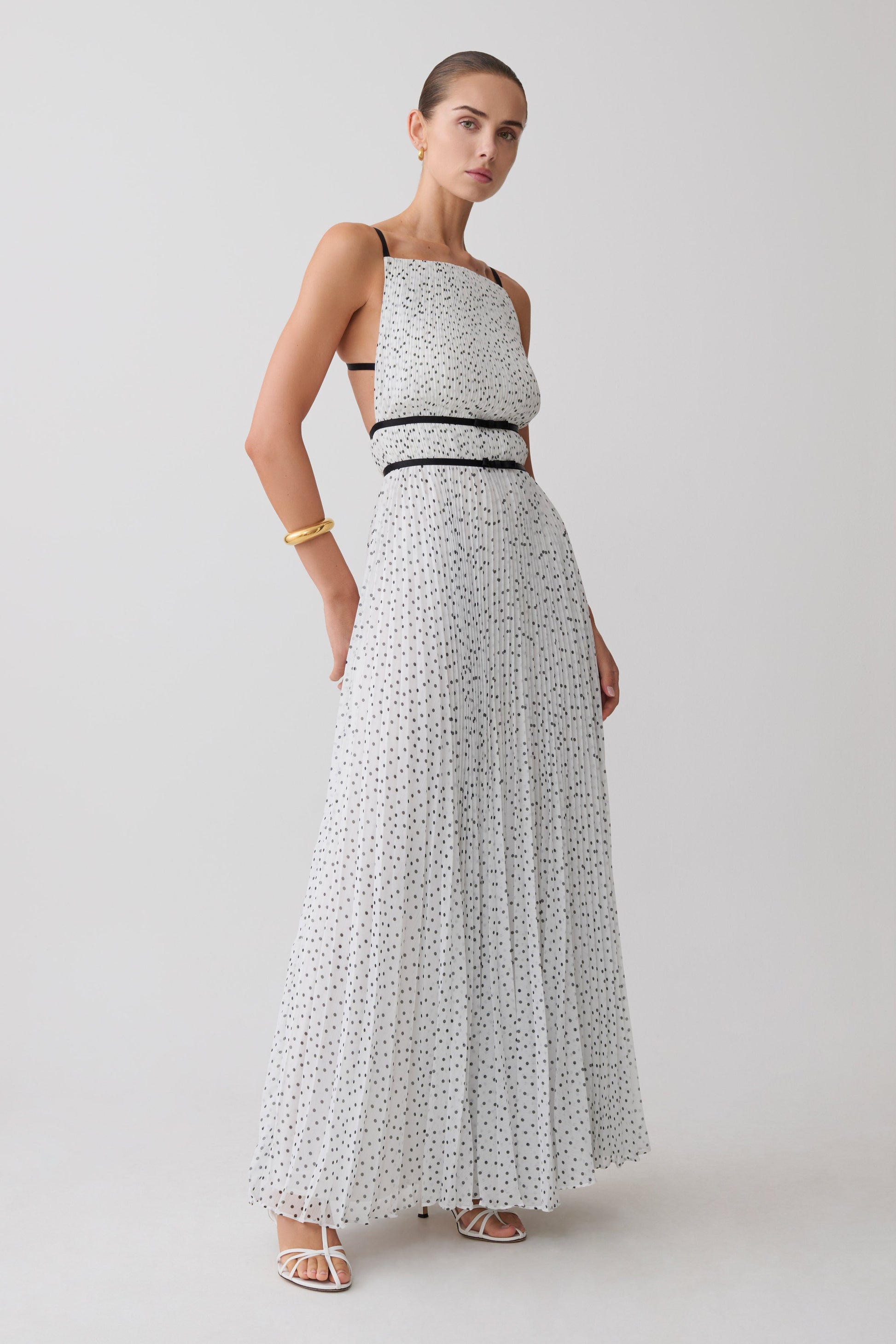 Clarisse Pleated Maxi Dress - Polka Dot Clarisse Pleated Maxi Dress - Polka Dot