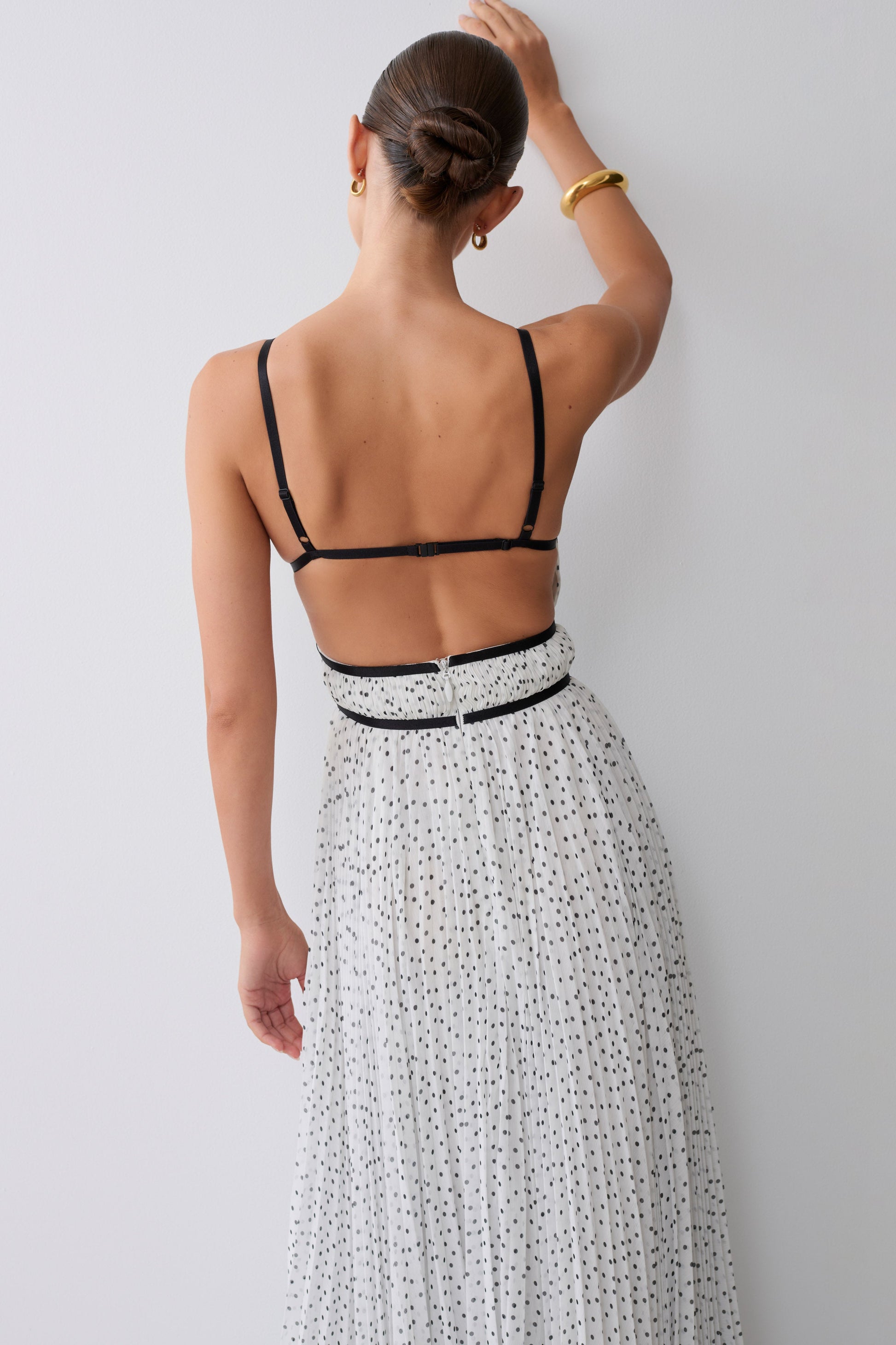 Clarisse Pleated Maxi Dress - Polka Dot | MESHKI US Clarisse Pleated Maxi Dress - Polka Dot | MESHKI US