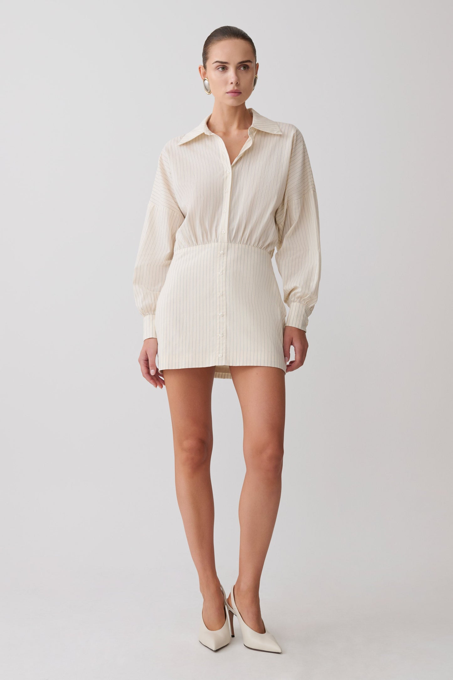 Ivy Oversize Shirt Mini Dress - Stripe