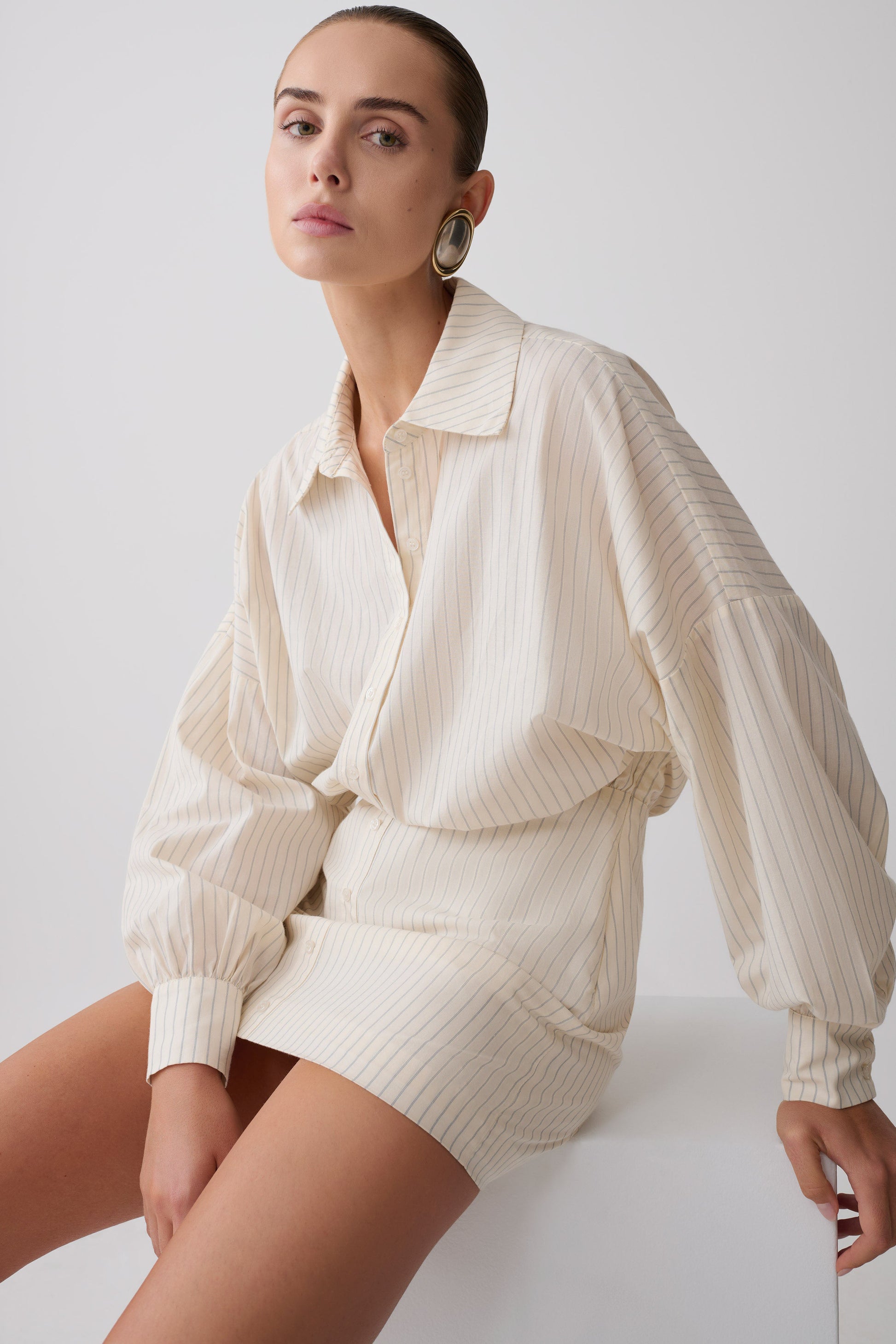 Ivy Oversize Shirt Mini Dress - Stripe #7