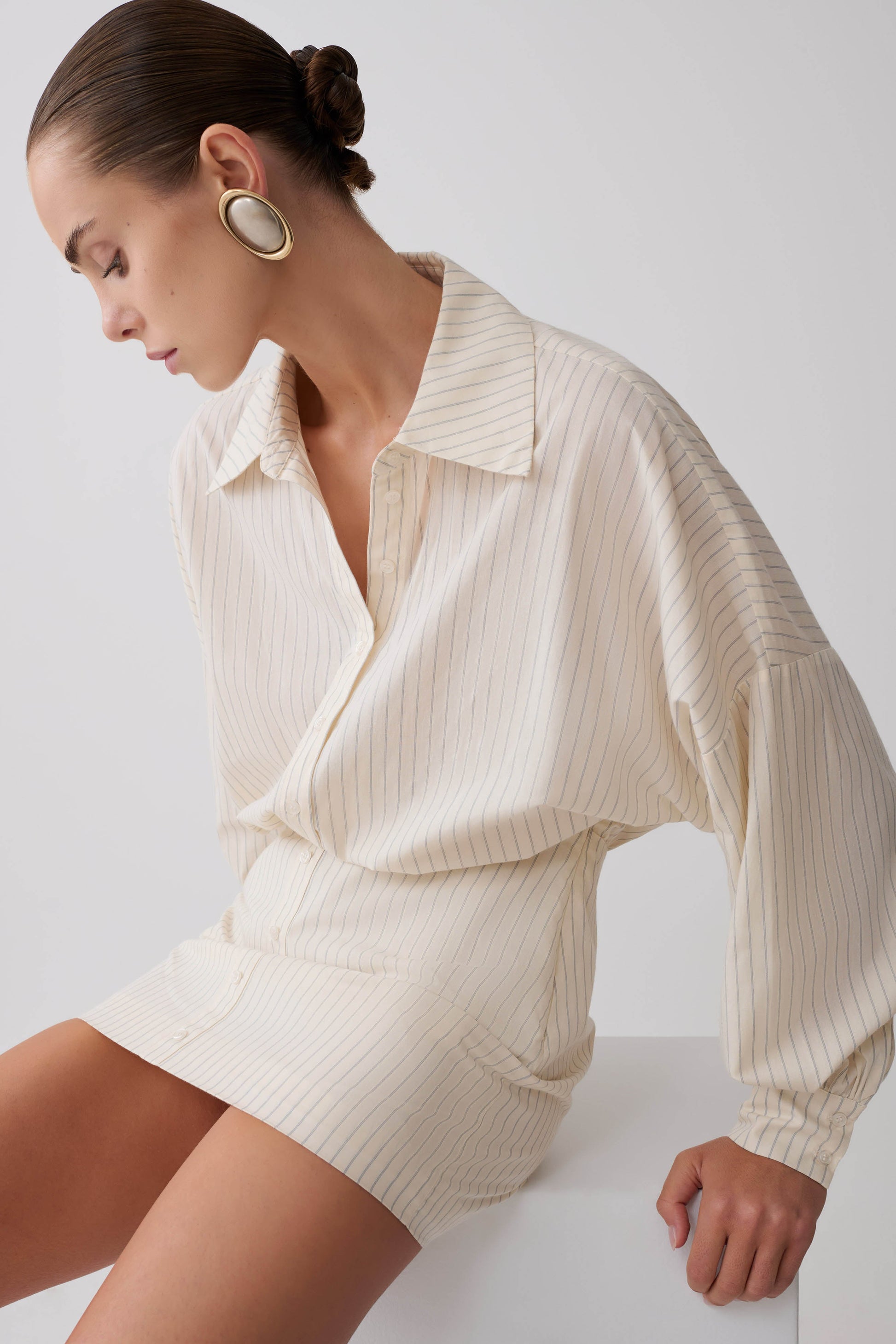 Ivy Oversize Shirt Mini Dress - Stripe #11