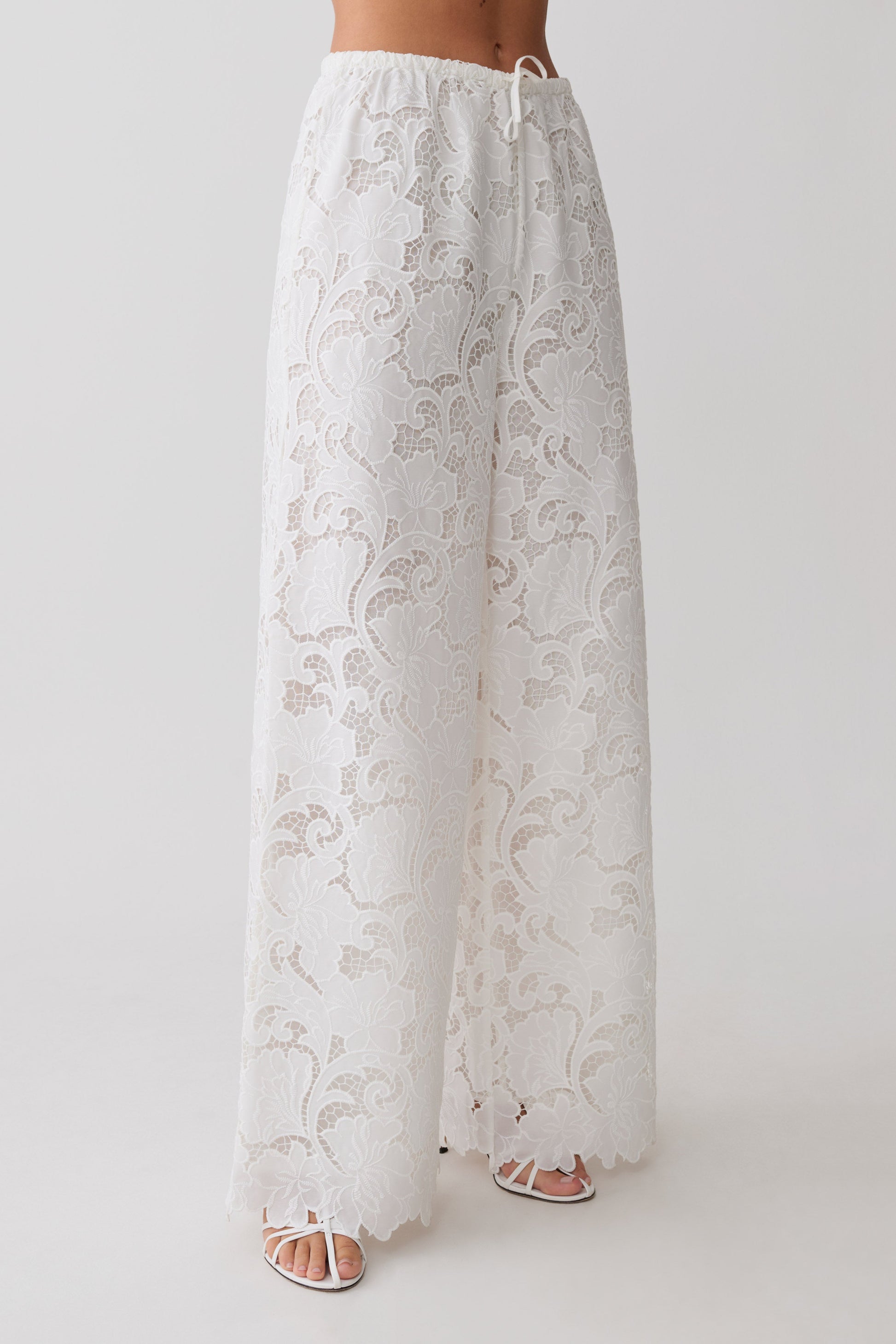 Tessa Broderie Straight Leg Pants - White #5