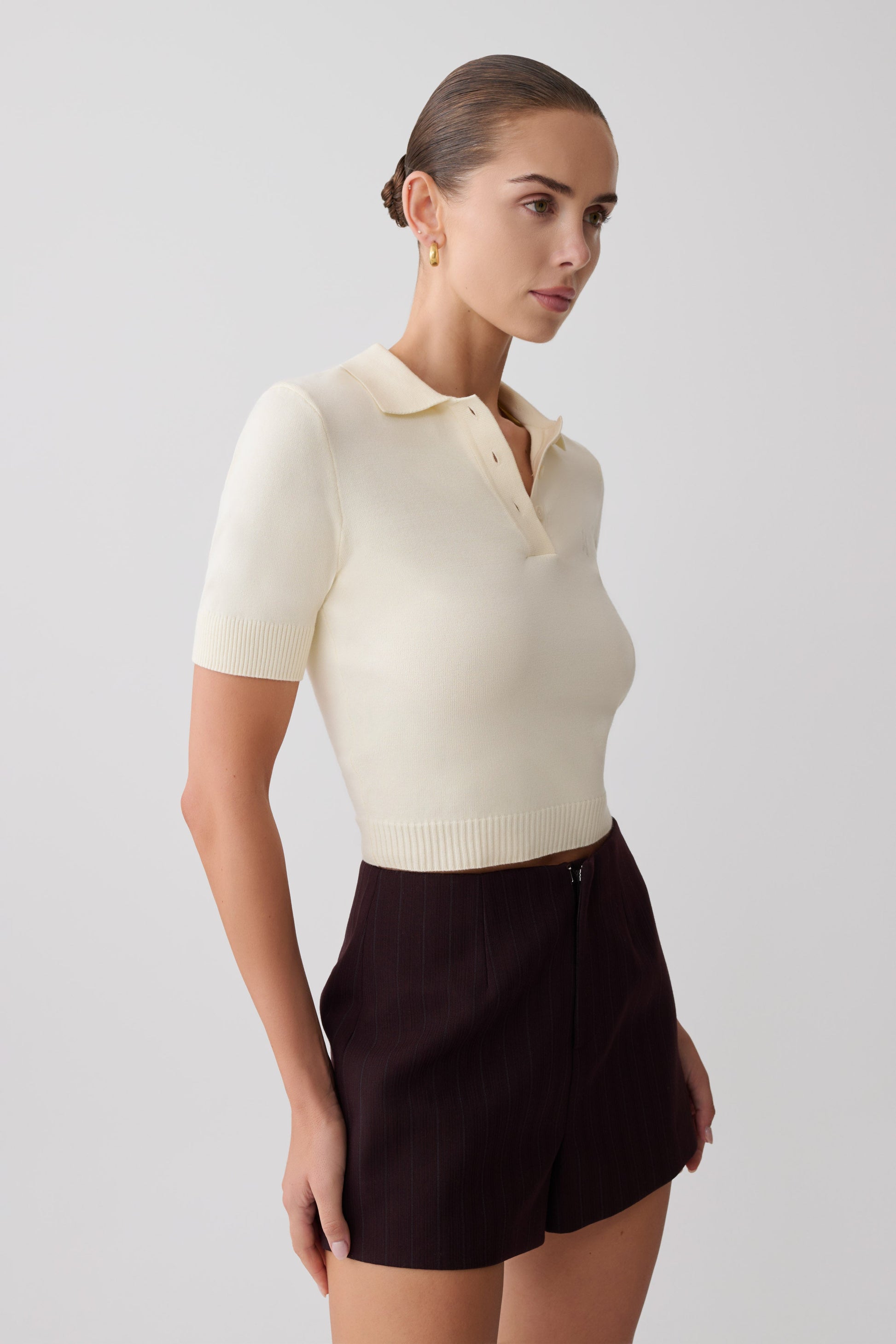 Philly Knit Button Up Top - Ivory #3