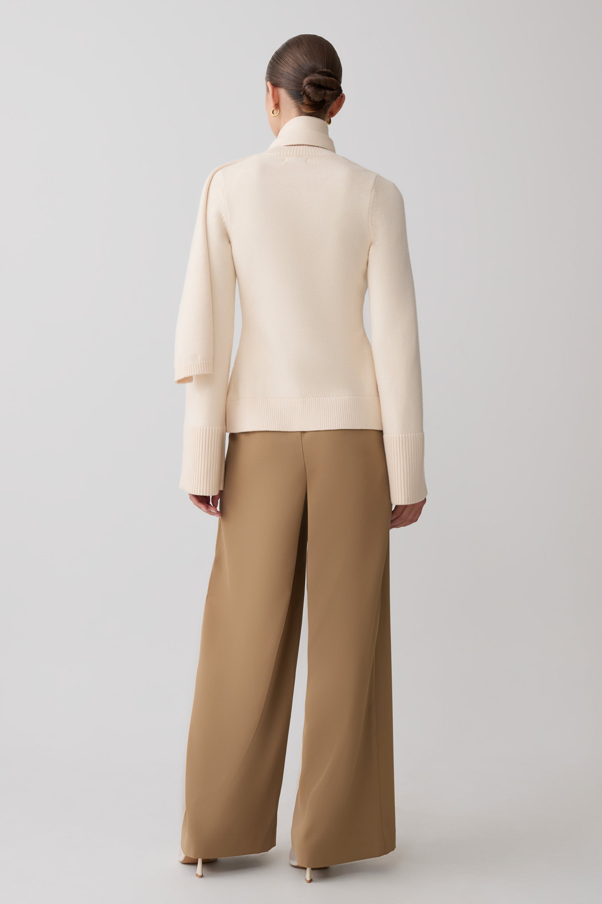Lara Knit Cardigan With Scarf - Ivory #6