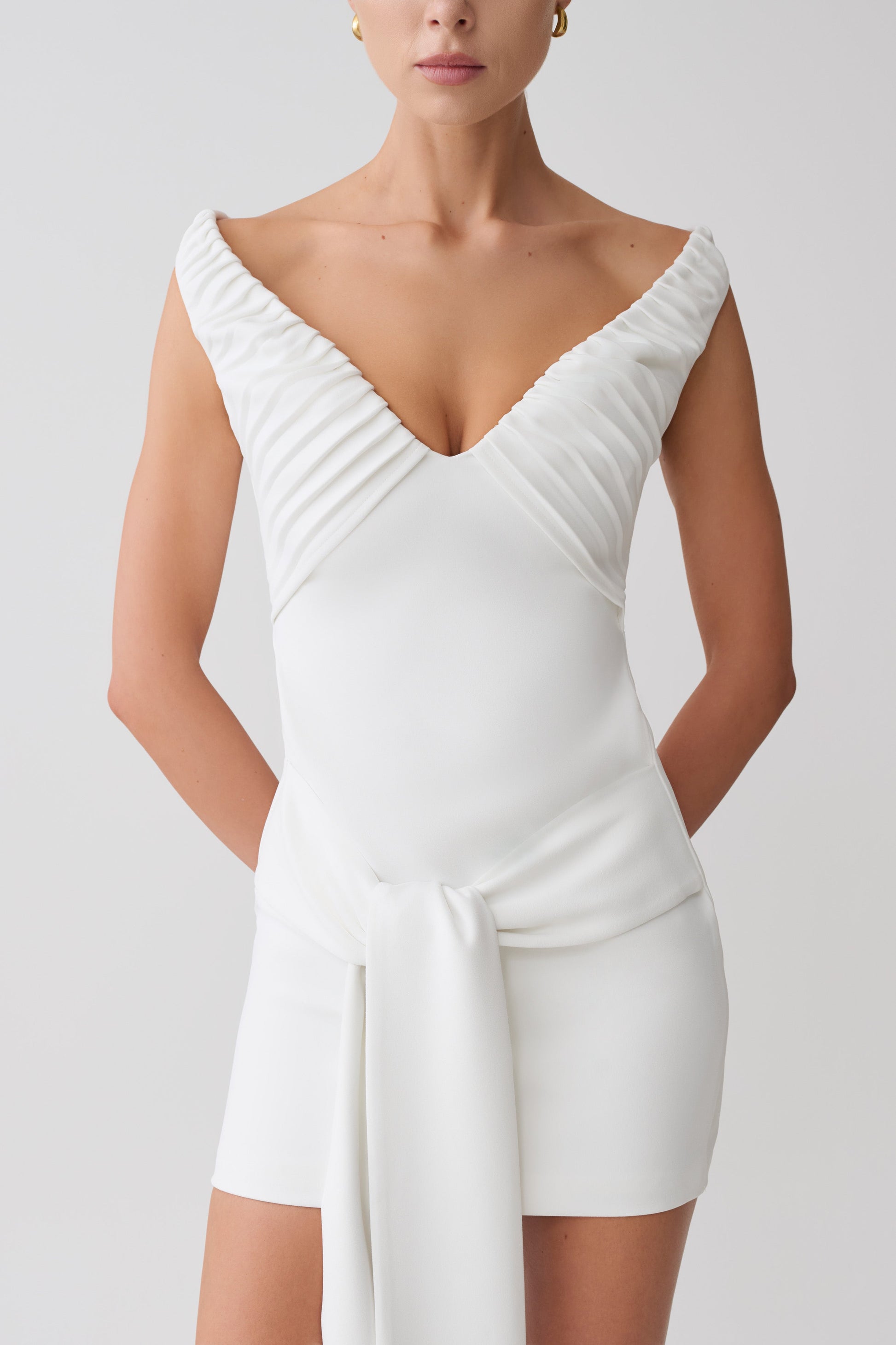 open lace back dress The Draped Shoulder Mini Dress main image 1