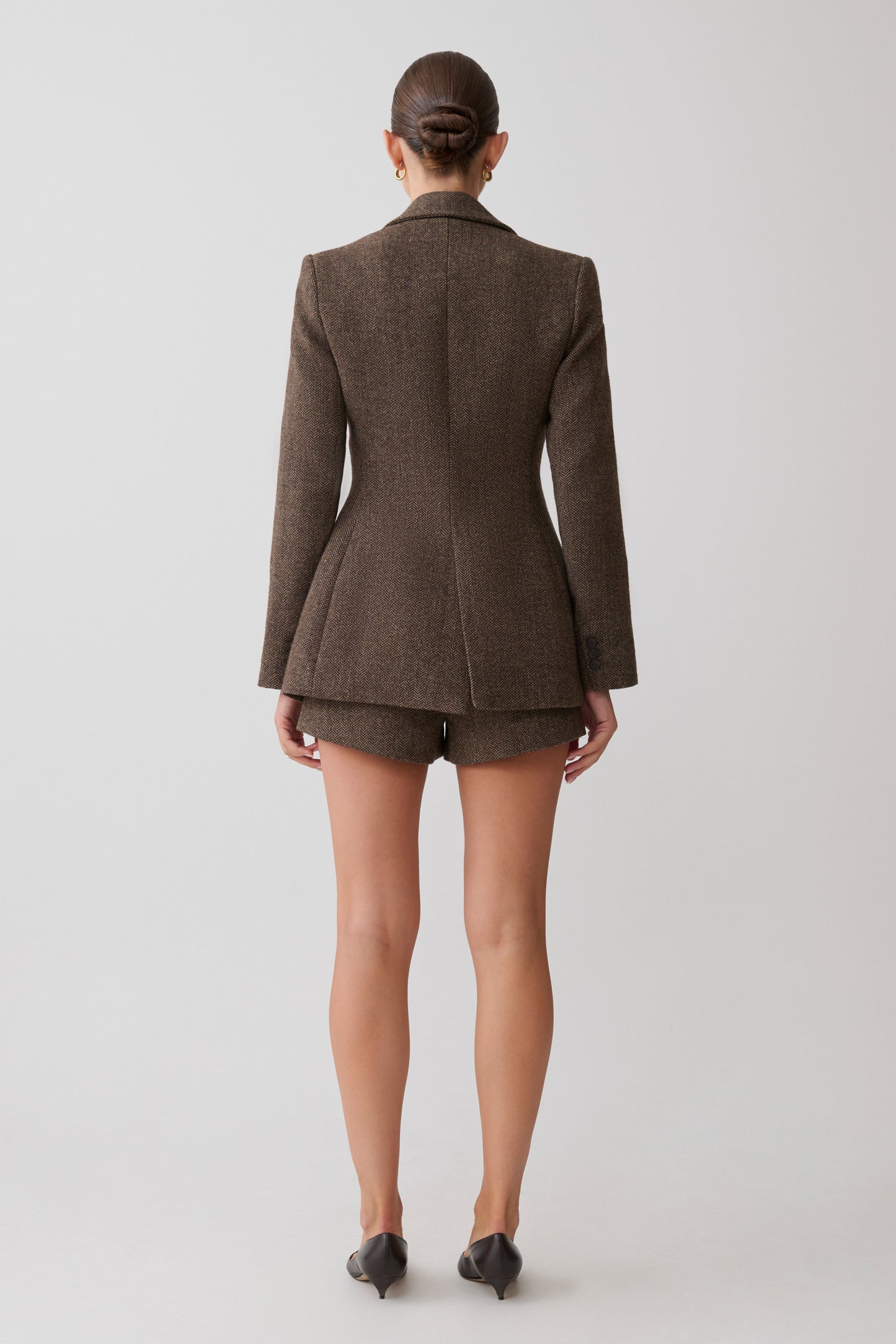 Romy Structured Blazer With Hardware - Herringbone