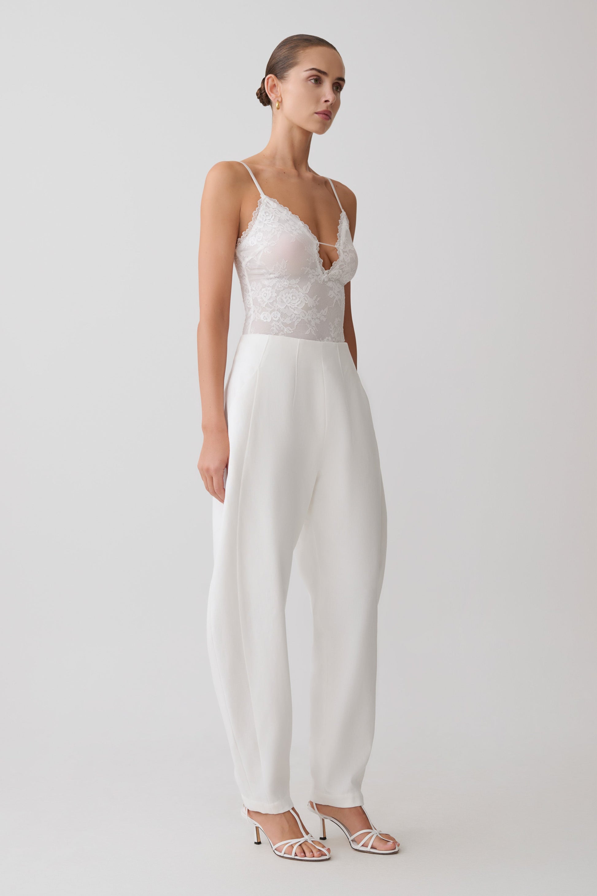Jasper Sheer Plunge Lace Bodysuit - Ivory #3