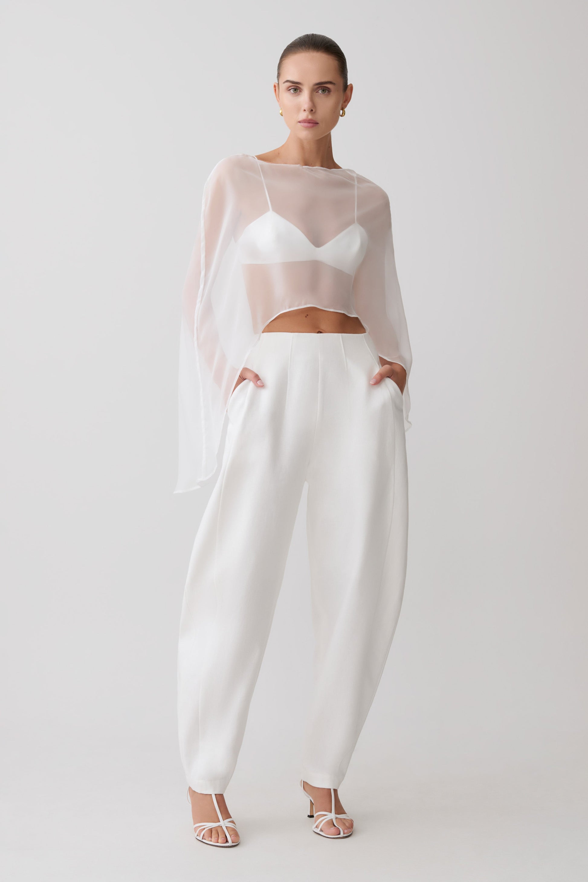 Oriana Linen Oversize Pants - White #8