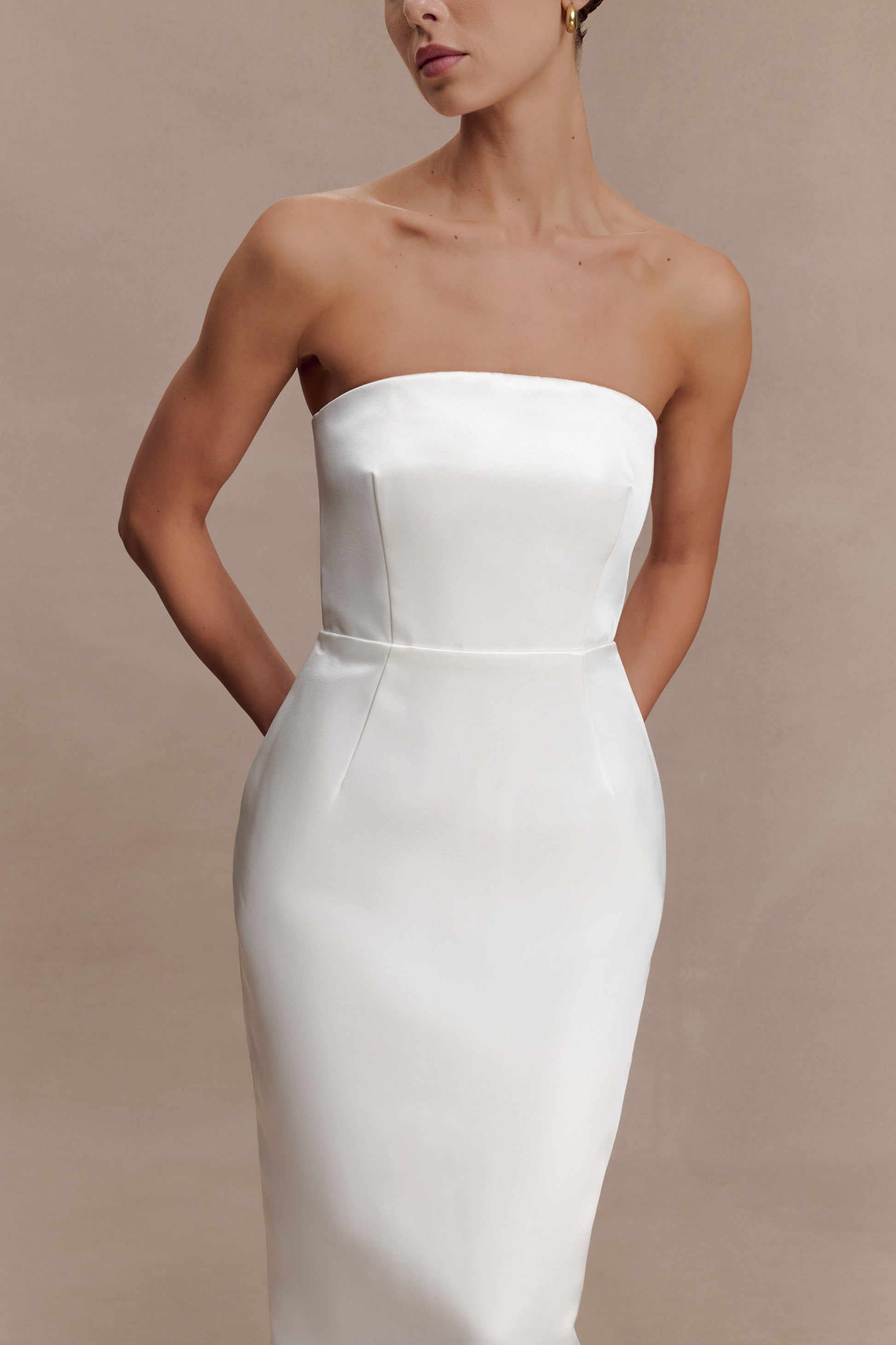 Ophelia Peplum Satin Maxi Dress - Ivory #5