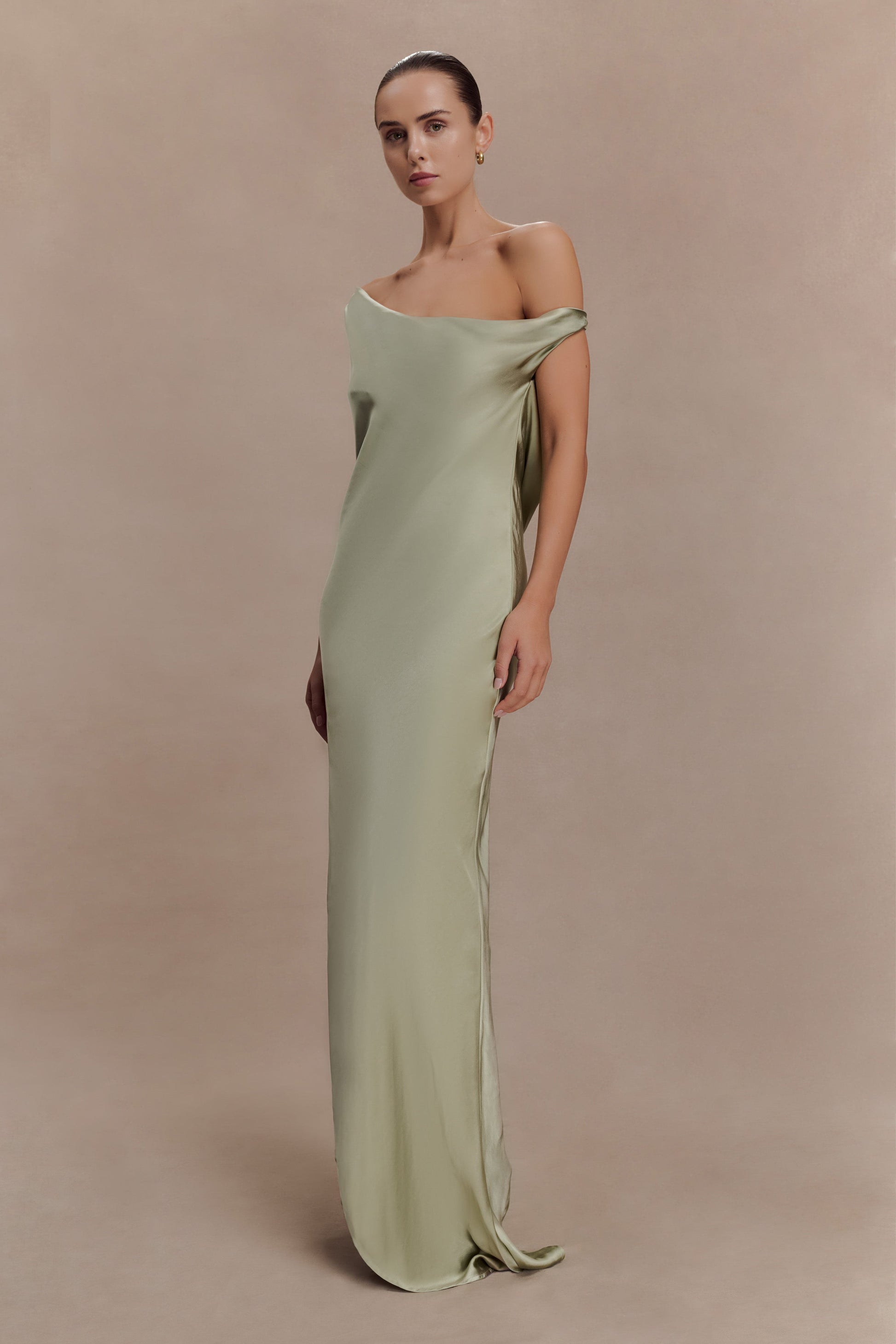 Yvette Slip Maxi Dress With Asymmetrical Hem / Sage | MESHKI | 3XL Yvette Slip Maxi Dress With Asymmetrical Hem / Sage | MESHKI | 3XL