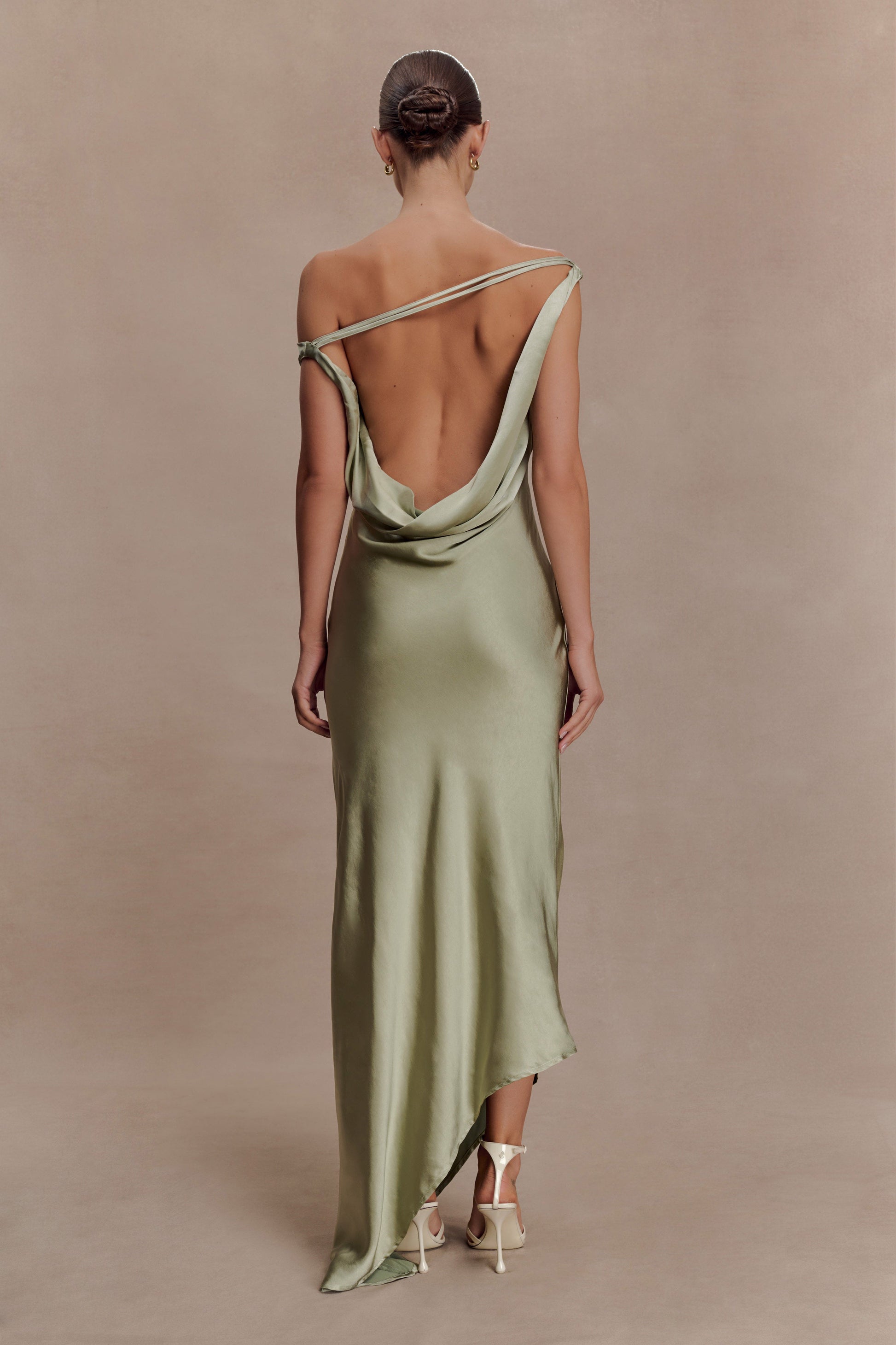Yvette Slip Maxi Dress with Asymmetrical Hem / Sage | Meshki | 3XL Yvette Slip Maxi Dress with Asymmetrical Hem / Sage | Meshki | 3XL