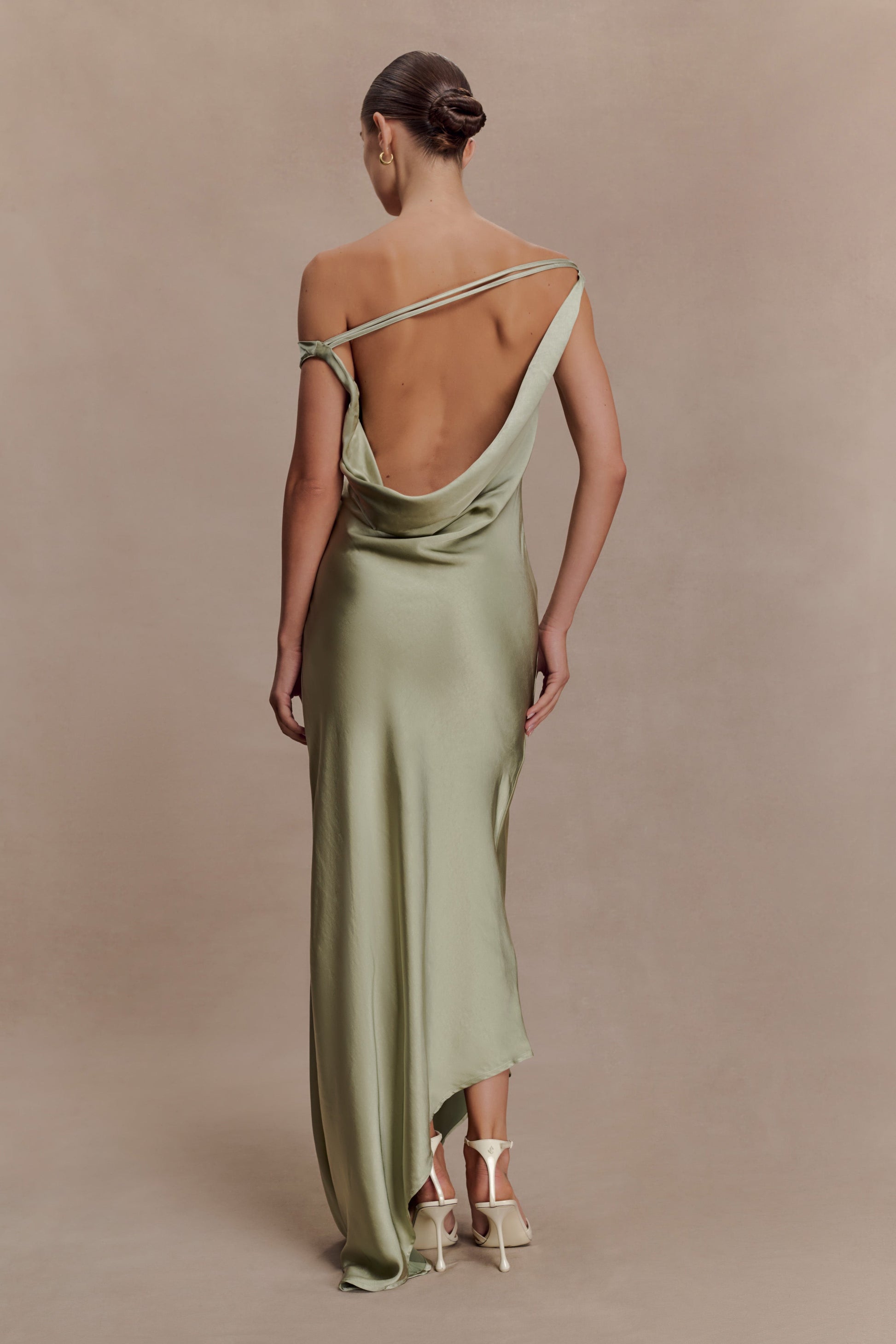 Yvette Slip Maxi Dress With Asymmetrical Hem / Sage | MESHKI | 3XL Yvette Slip Maxi Dress With Asymmetrical Hem / Sage | MESHKI | 3XL