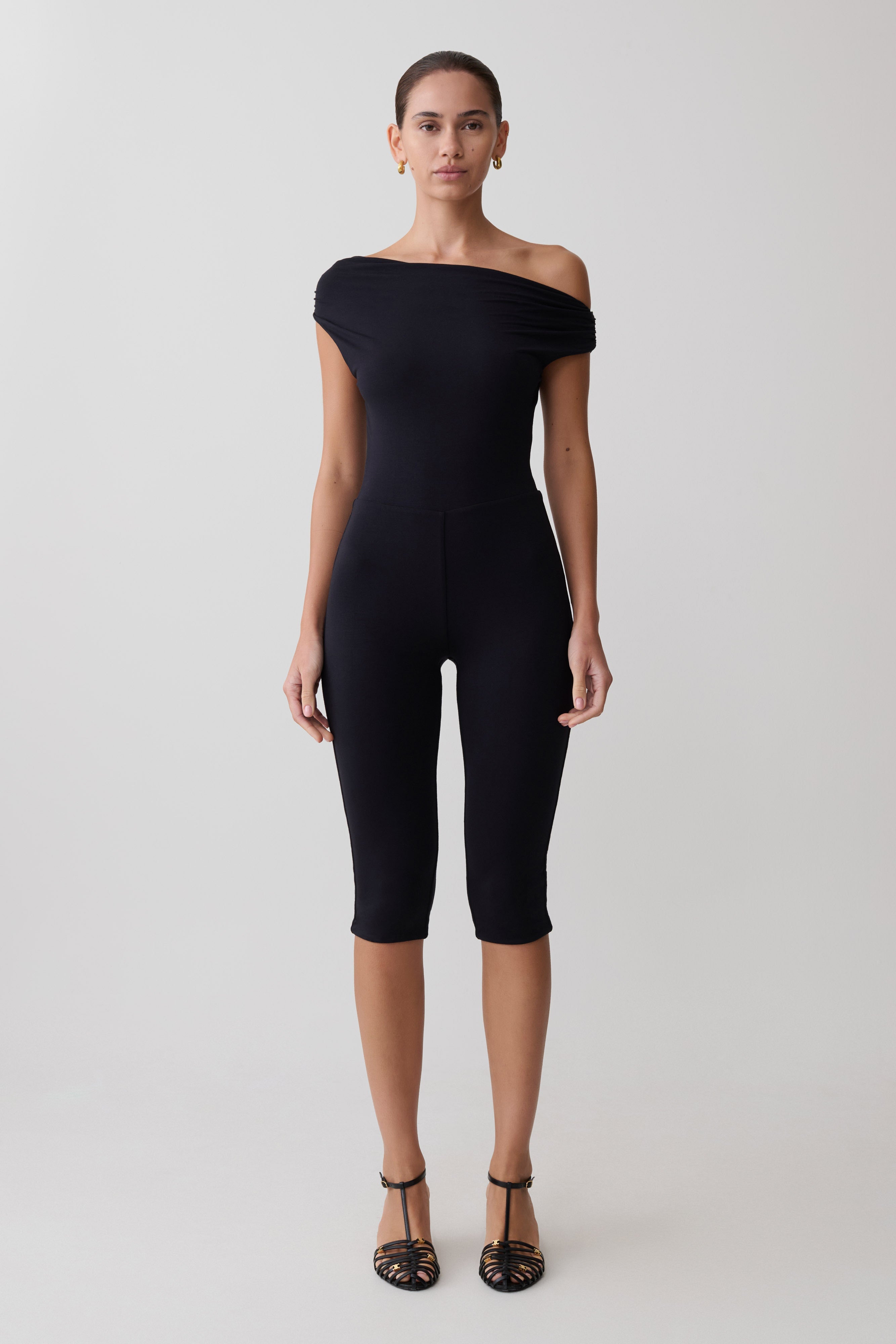 Anh One Shoulder Modal Jumpsuit - Black | MESHKI US