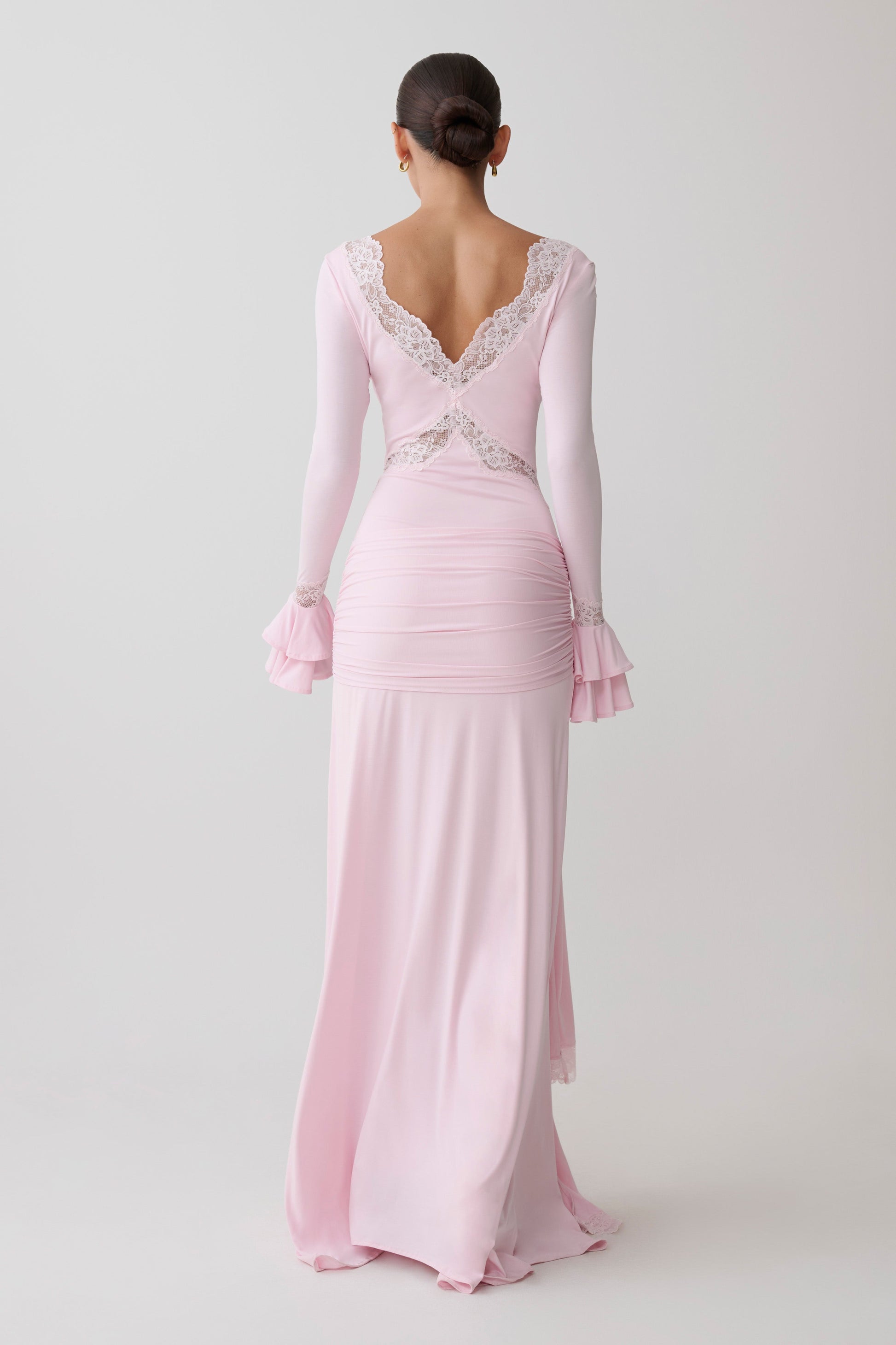 Electra Slinky Lace Maxi Dress / Ballet Pink | MESHKI